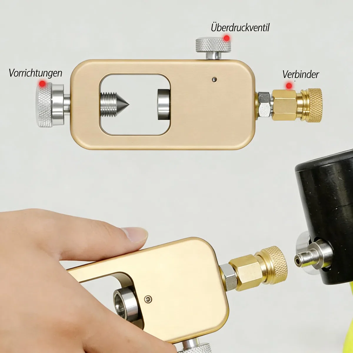 Adaptador Tanque Recarga Buceo, Adaptador de Alta Presión de 30 MPA con Manómetro, Aleación de Aluminio para Paintball, Rifles de Aire PCP, Botellas de Buceo, Compatible con Válvulas K/J/H