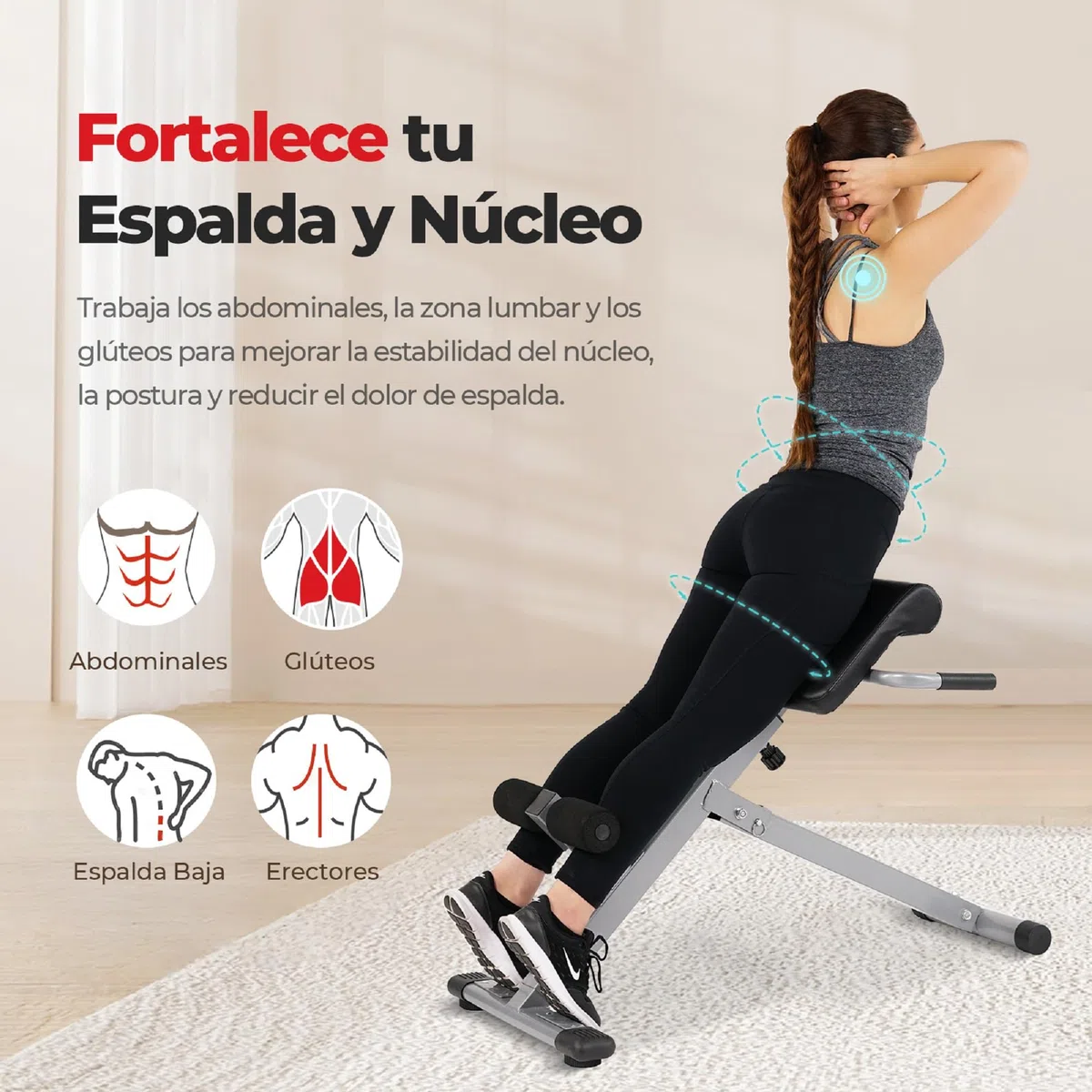 Sunny Health & Fitness Silla Romana, Banco para Sentarse para Entrenamientos de Glúteos y Abdominales para el Hogar, Inclinación de Ajuste Opcional y Silla Romana Multifunción de Alta Resistencia