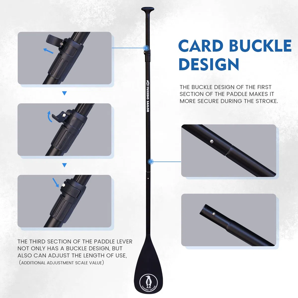 Tuxedo Sailor Sup Paddles - Adjustable Stand Up Paddle 3 Piece or 4 Piece Floating Alloy Portable Paddle Board Paddles - Lightweight & Floating oars - Durable and Packable - Efficient Padding