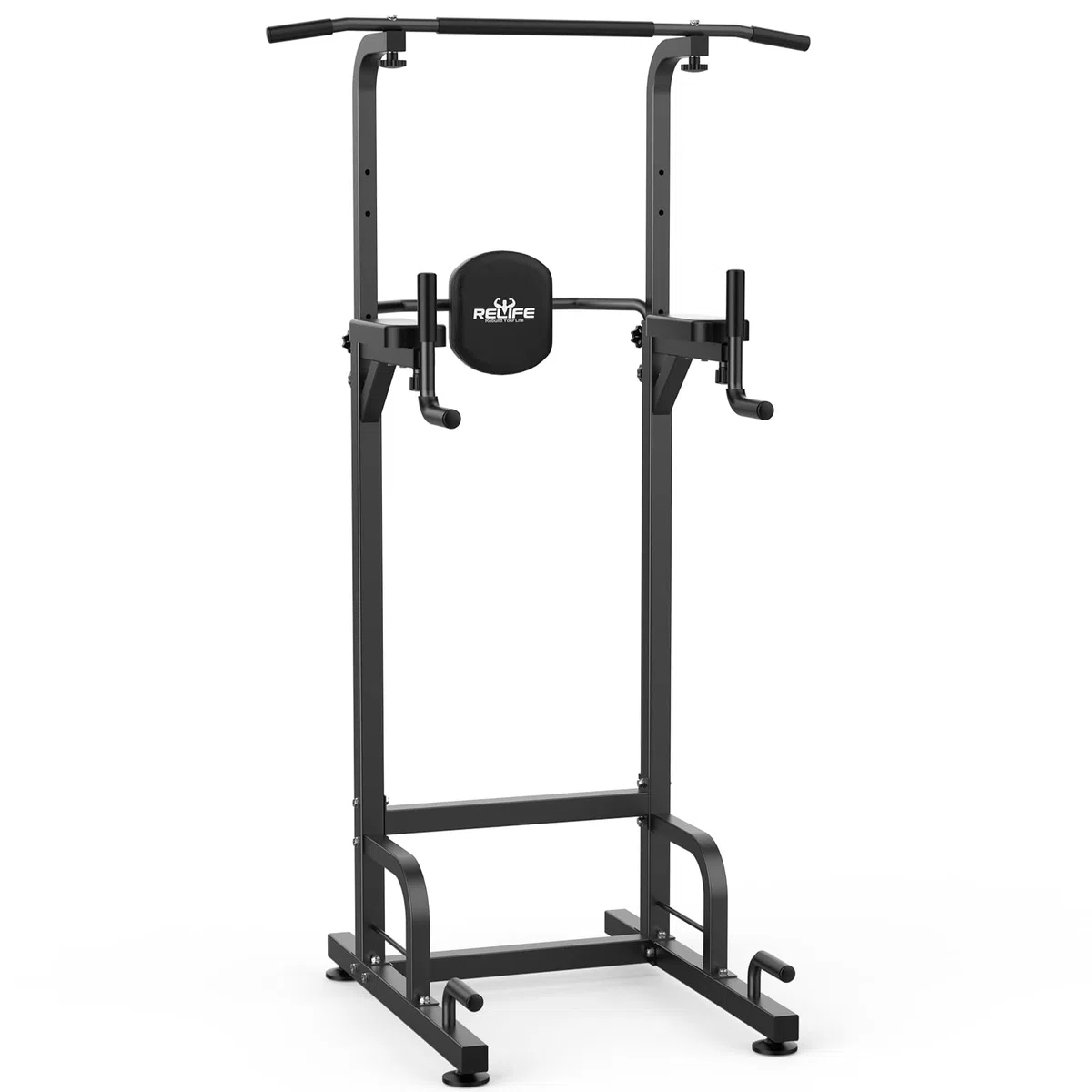 RELIFE REBUILD YOUR LIFE Torre Entrenamiento Energía Power Tower Estación Pull Up Multifuncional Barras Dominadas Torre de Gimnasia Casa Equipo de Fuerza Dip Station Musculación (Gris)