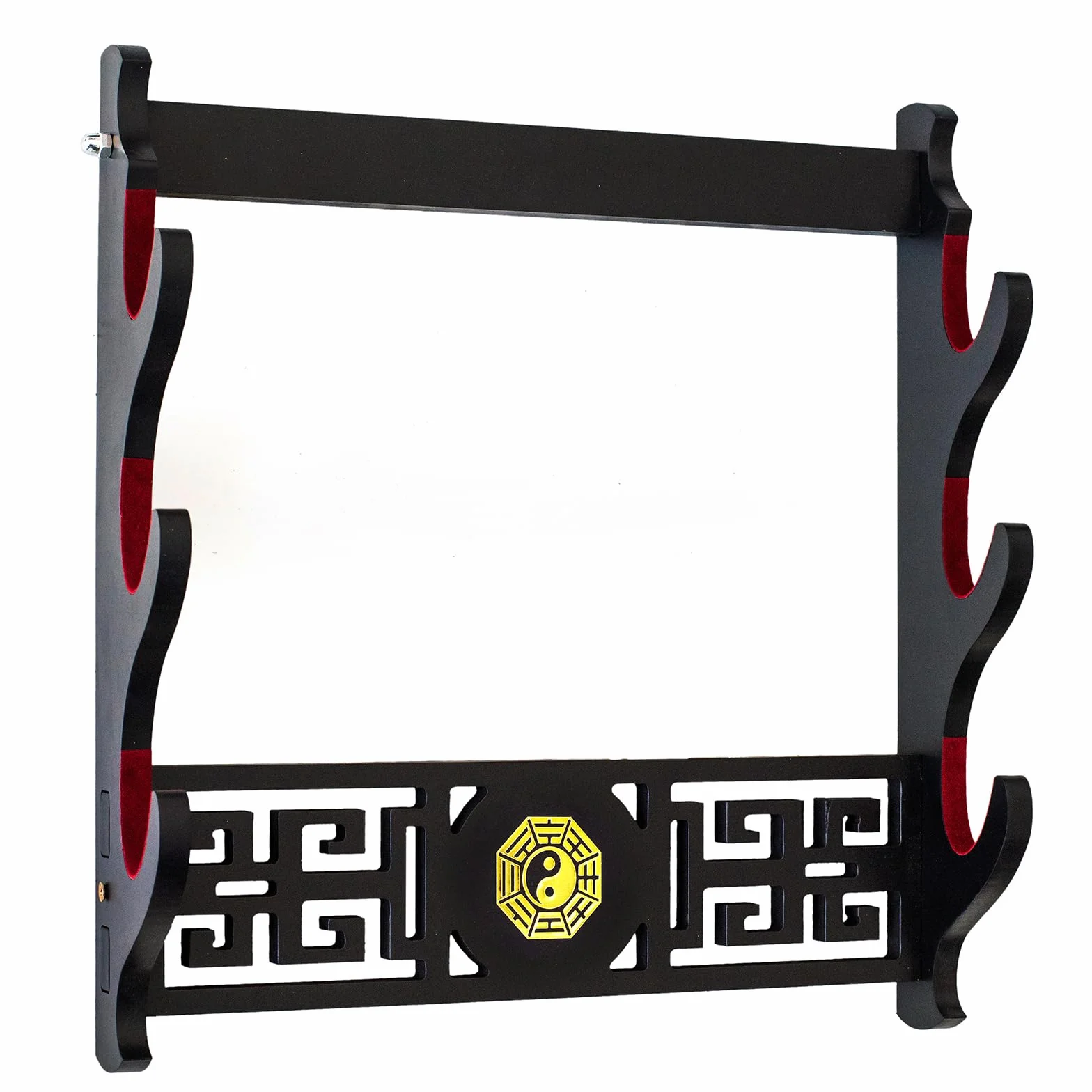 Soporte de Espada Katana Montaje en Pared Samurai Marco Rojo Terciopelo 1 Capa Estilo Bagua