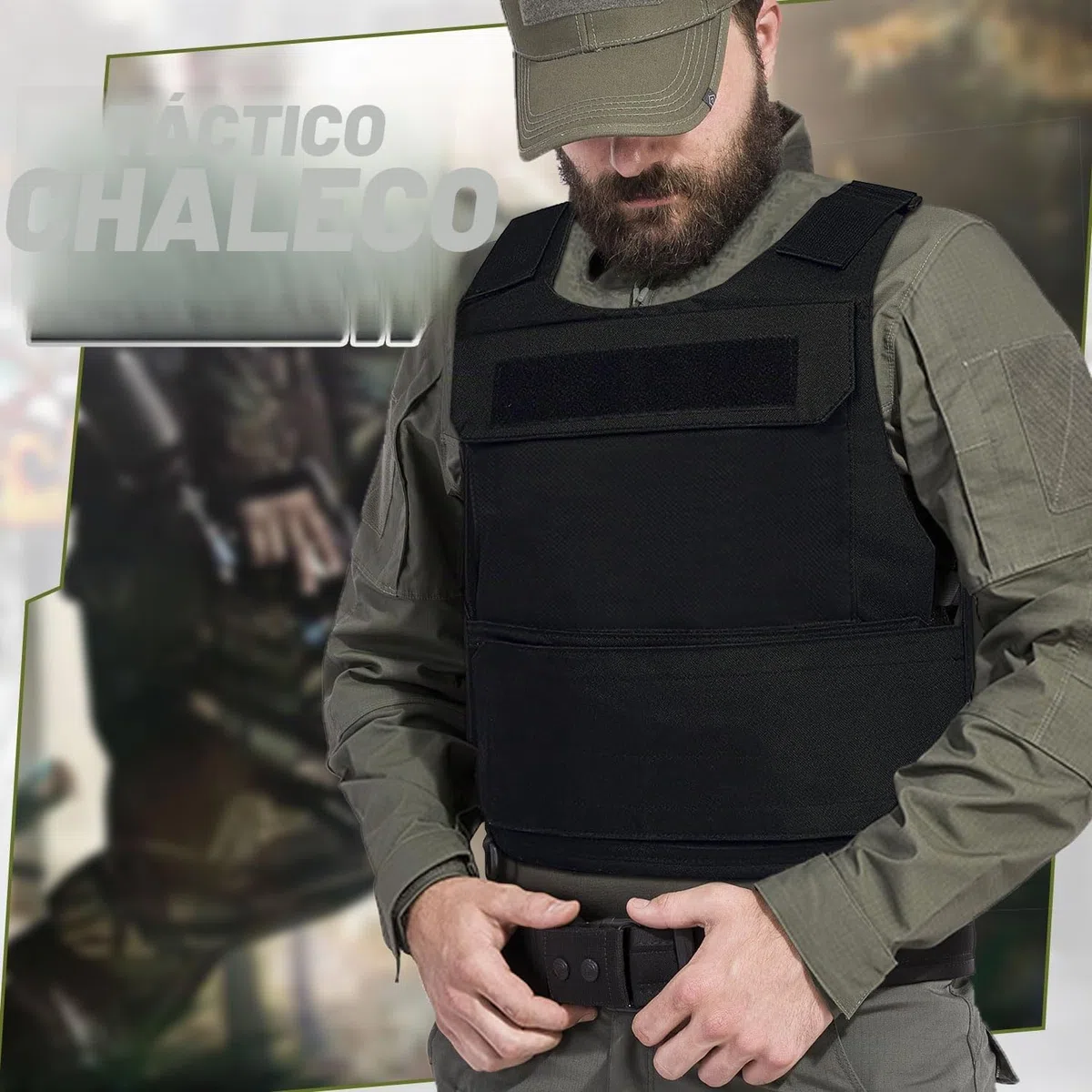 Taeku Chaleco Táctico Ajustable Oxford Uniforme Seguridad CS Airsoft Paintball Chaleco Ejército de Caza Premium Militar al Aire Libre para Caza Senderismo