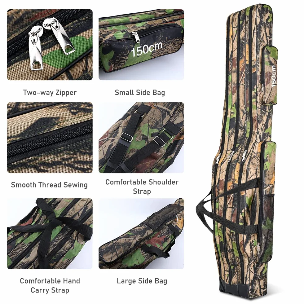 Bolsa de Pesca Oxford 150cm 3 Capas Portátil Alta Capacidad
