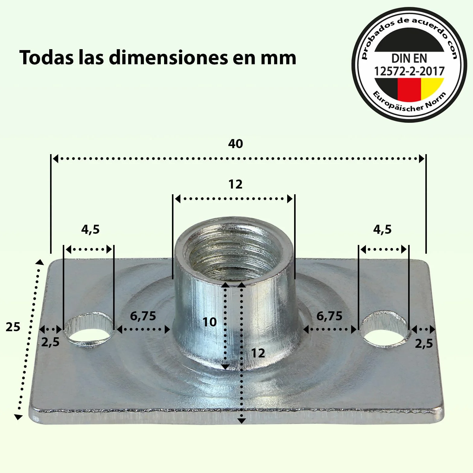 ALPIDEX 50 Tuercas en T M10 para Atornillar, Base Cuadrada Galvanizadas DIN EN 12572-2 para Rocódromo, Presas y Muebles