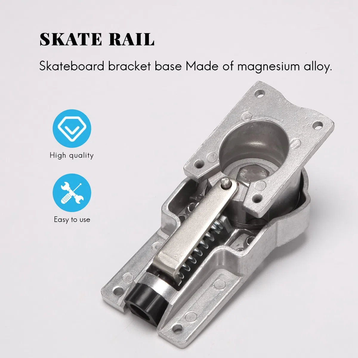Arrival Surf Skate Trucks Aleación 7 pulgadas Land Surf Skateboard Soporte Base Negro C7 Bridge Spring Bracket, Plata