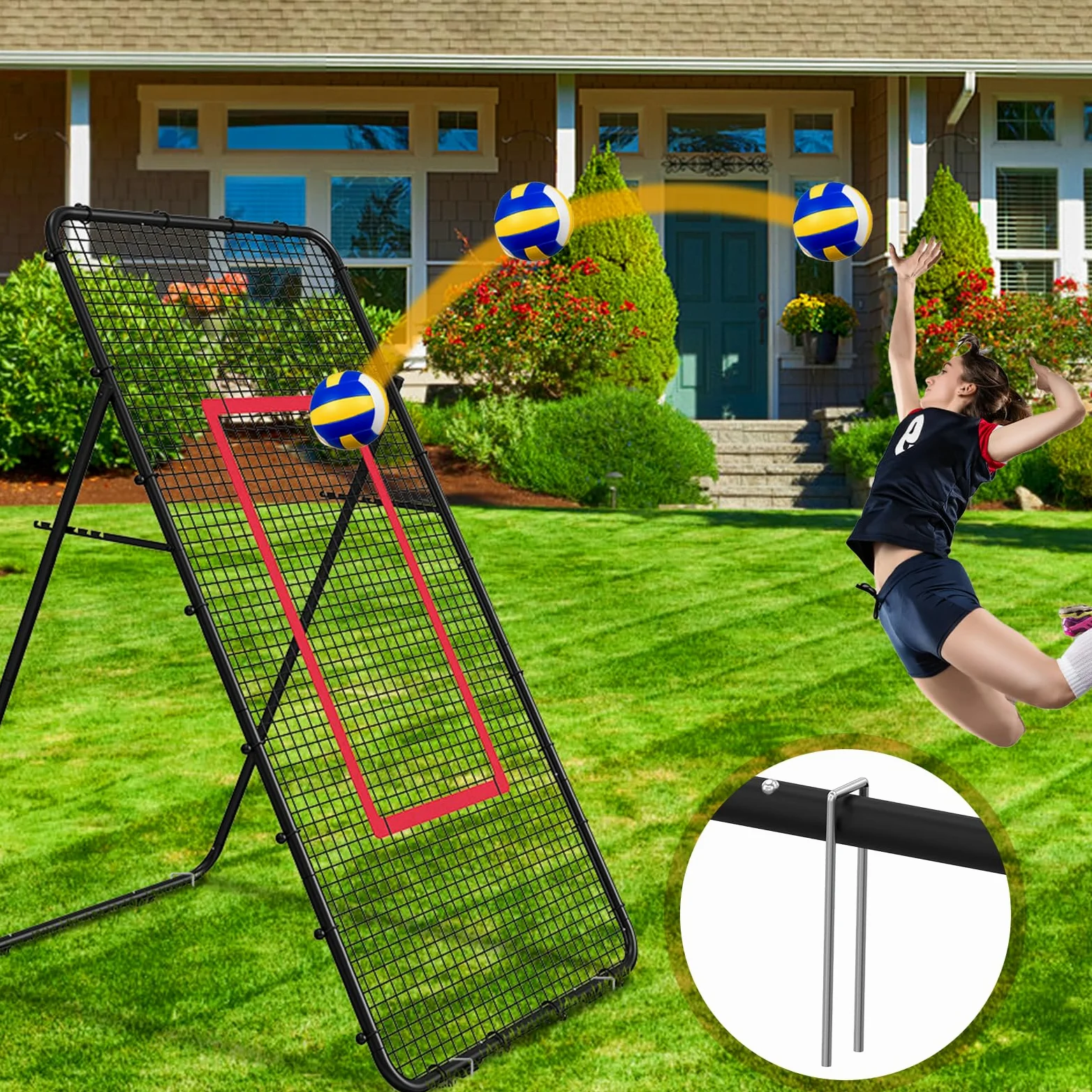Red de Voleibol Ajustable de 7 x 4 pies, Equipo de Entrenamiento de Voleibol para Lacrosse, béisbol, fútbol, Tenis, reboteador de Voleibol en el Patio Trasero, golpeando Servir pasando práctica de