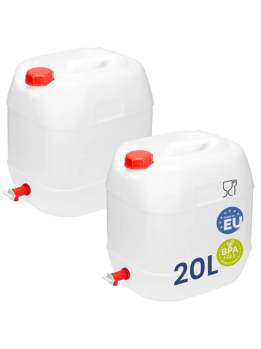 Garronda Garrafa Agua con Grifo sin BPA Bidon 20 litros Depósito de Camping Accesorios Garrafa con Grifo Deposito Agua Camper 2 Pack Blanco GD-0083