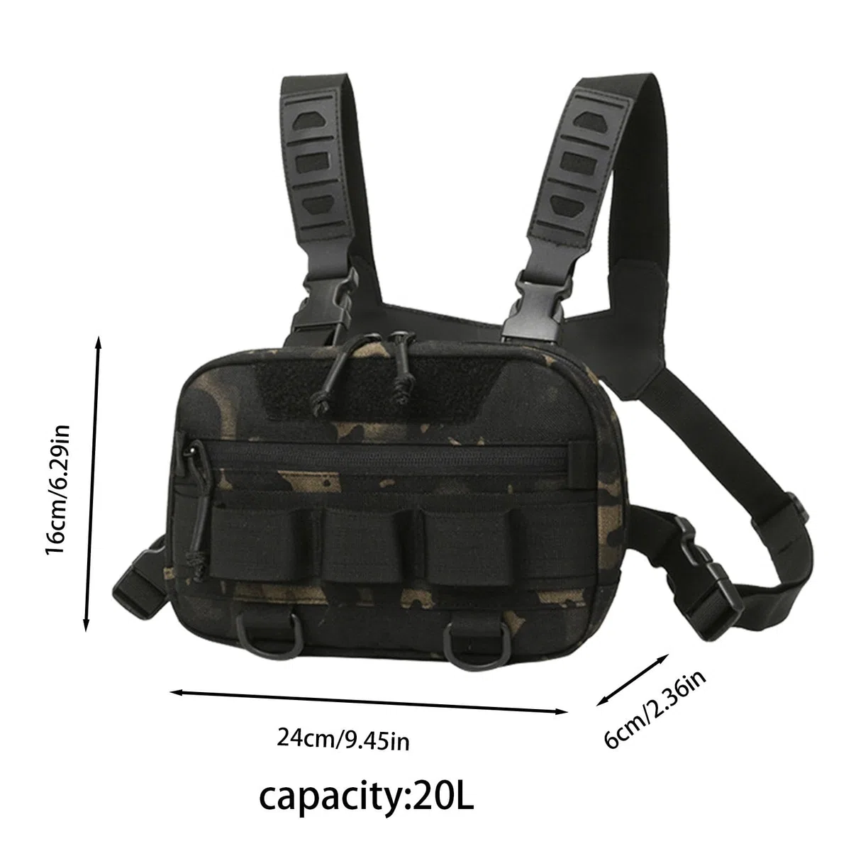 Paquete de pecho de pesca - Bolso de pecho con bolsa para señuelos, Bolso de pecho para hombre con malla trasera | Bolsa colgante de camuflaje para cintura, equipo multifuncional para deportes de cicl
