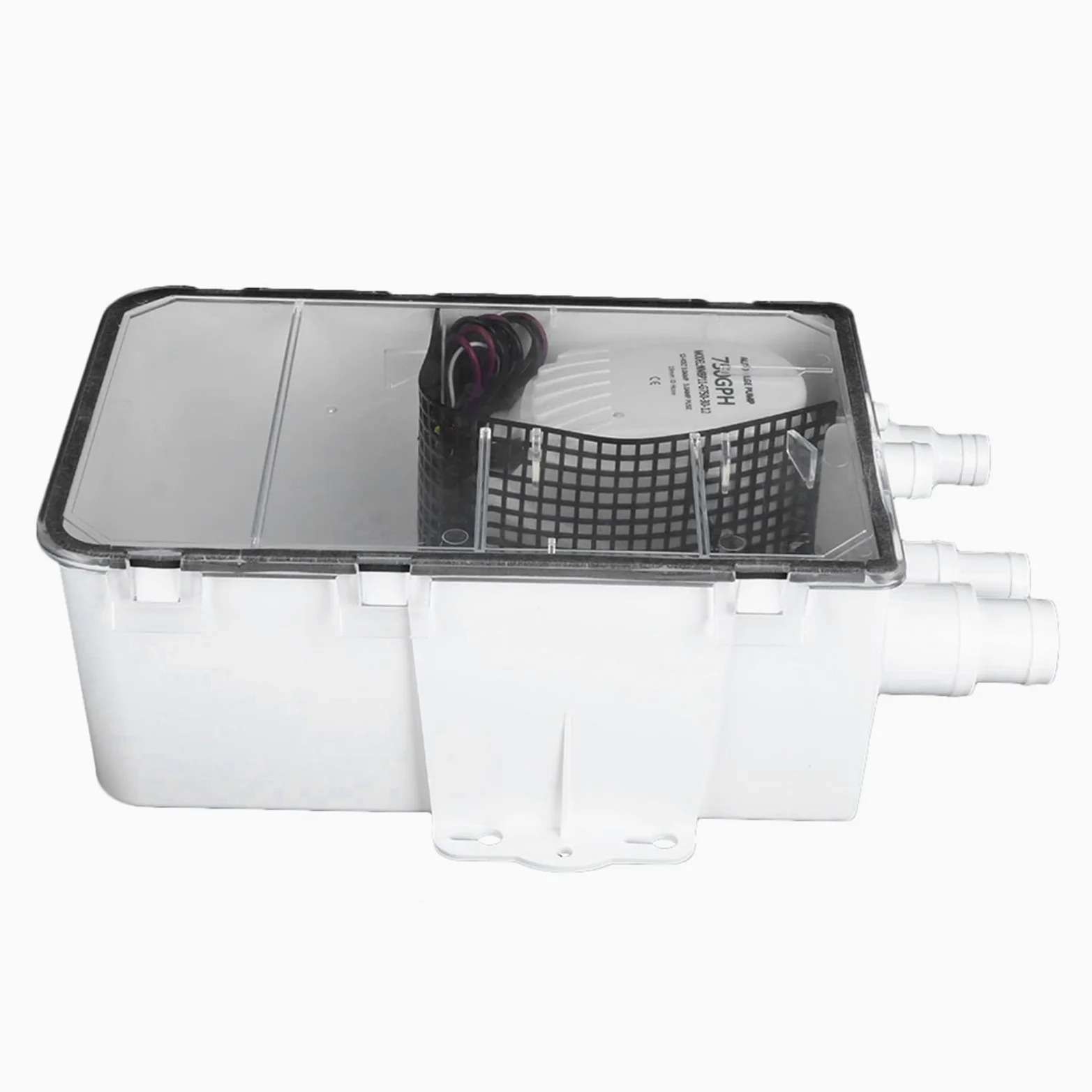 KIMISS Bomba de sumidero para ducha marina, de drenaje multipuerto 12V 750GPH, ideal para barcos y autocaravanas, caja de sumidero eficiente