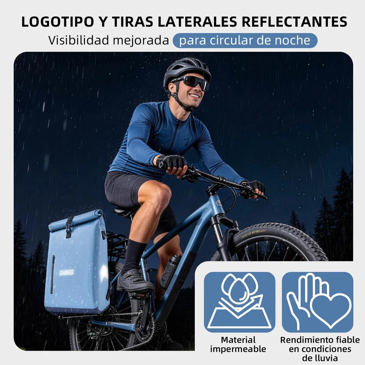 Alforjas Bicicleta Portaequipajes 3en1 20L – Mochila y Bandolera, Bolsa Impermeable con Compartimento para Portátil 16", Bolsa Trasera Reflectante para Trabajo, Desplazamientos y Viaje