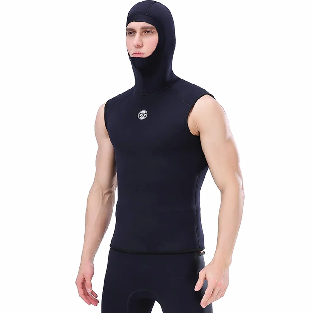 Traje de neopreno de 3 mm con capucha para hombre, chaleco de buceo sin mangas con capucha para surf, esnórquel y natación