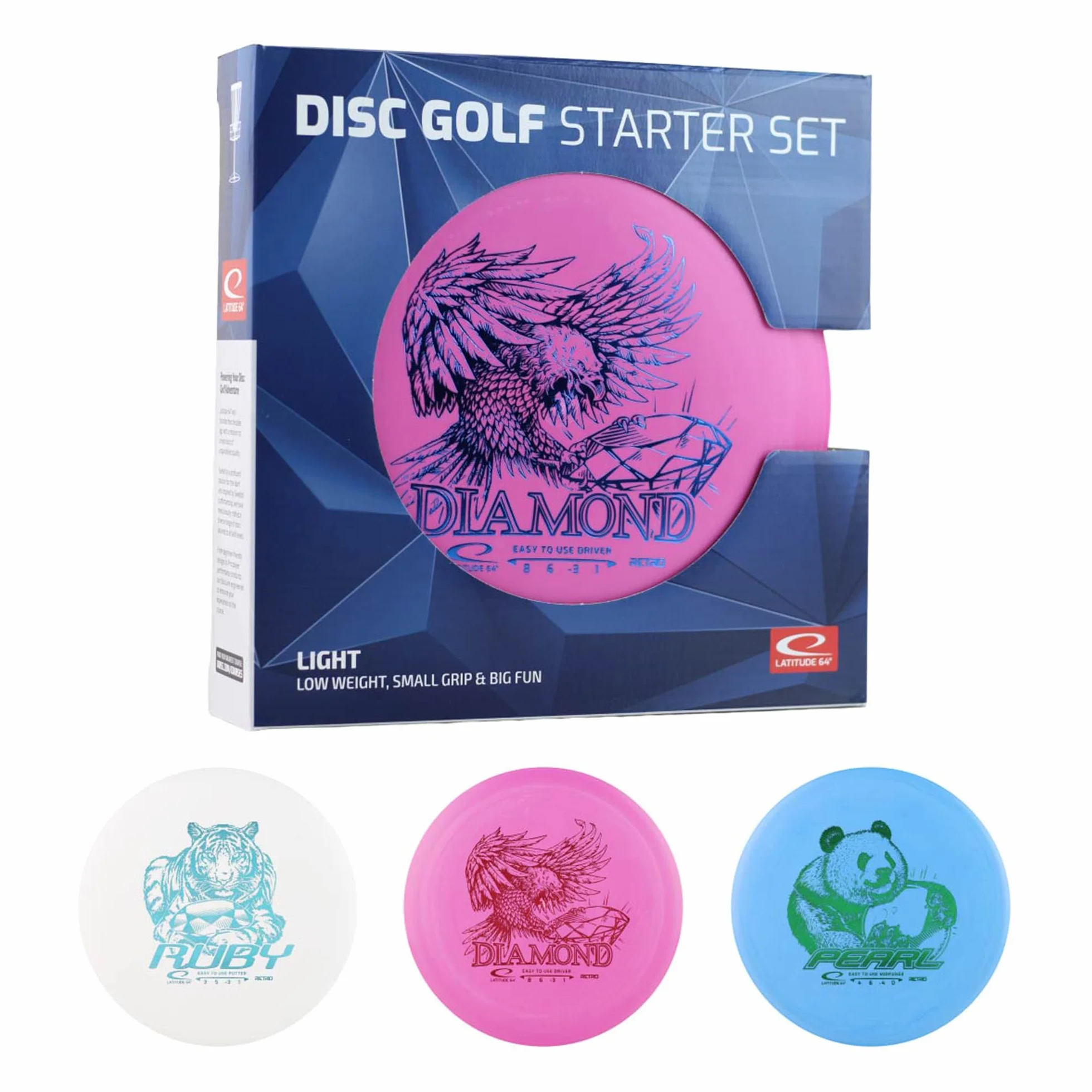 Latitude 64° Golf Discs Set 3 Discos Golf Light Adulto Unisex, Multicolor, Entre 150-160g según el Disco