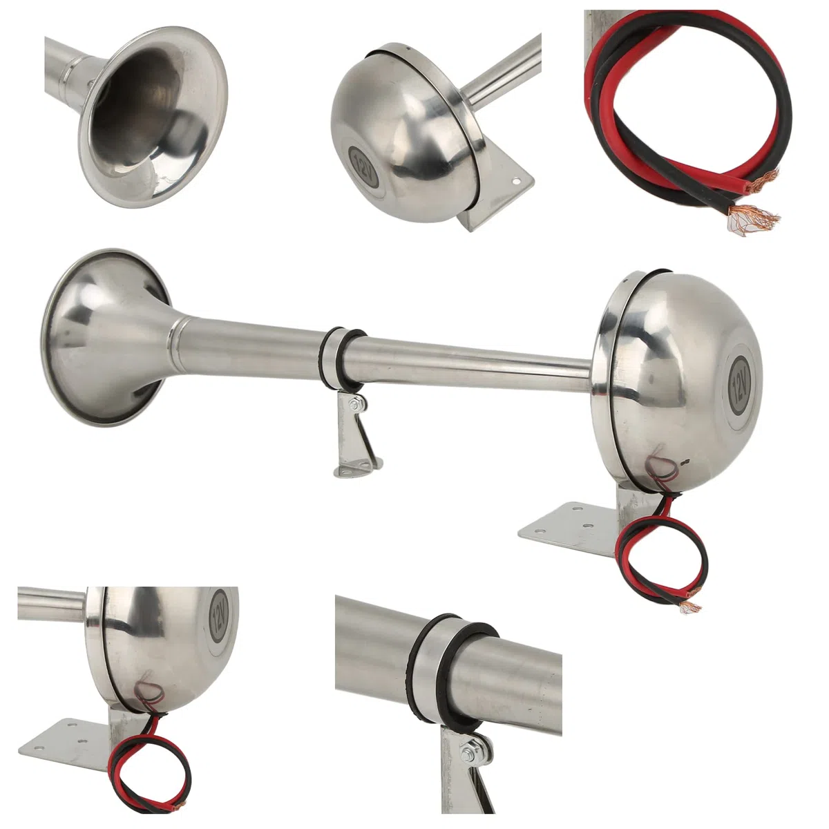 Bocina de Aire de Trompeta única de 12 V, Bocina de Aire de Trompeta única Súper Fuerte de 328DB de Acero Inoxidable para Vehículos, Camiones, Barcos, Motocicletas, Coches, Bocinas de Tren