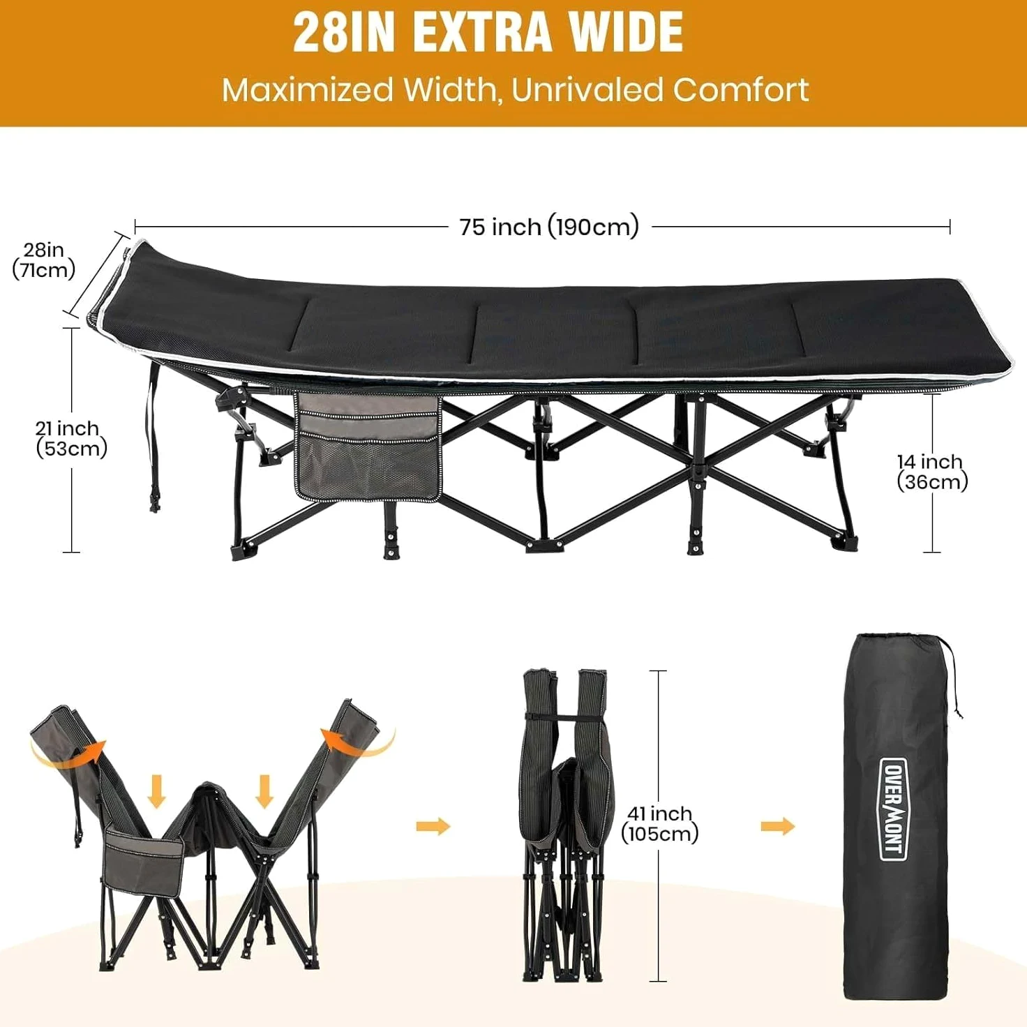 OVERMONT Oversized Folding Camping Bed for Adults