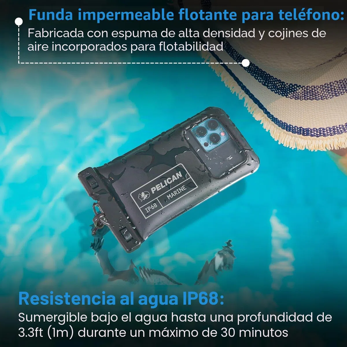 Case-Mate Pelican Marine - Funda Impermeable IP68 (tamaño Regular) - Funda Flotante Impermeable para teléfono