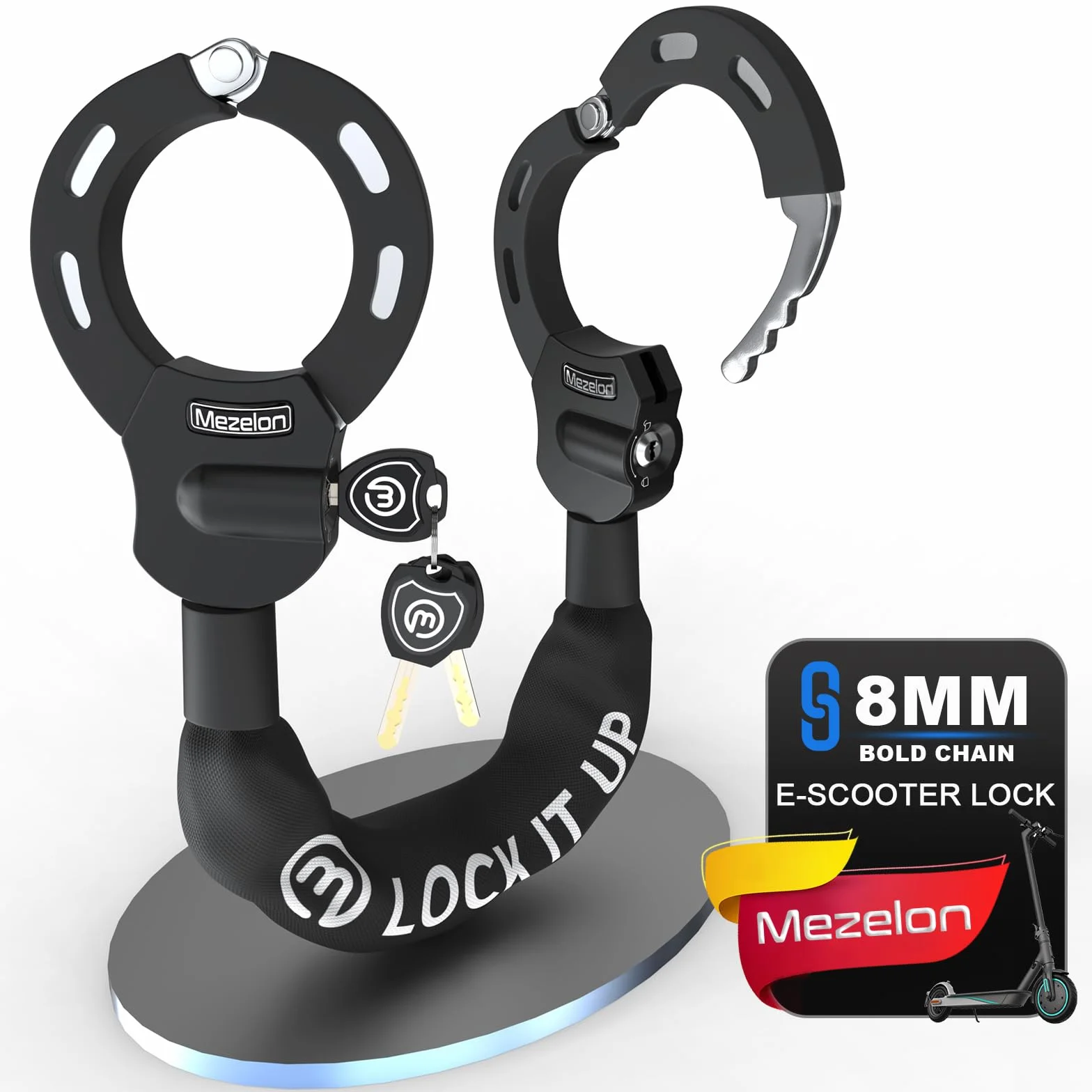 Candado Patinete Electrico, Antirrobo Para Bici, Patinete eléctrico, Moto, Bicicleta (4 colores) Candado Antirrobo de Doble Anillo