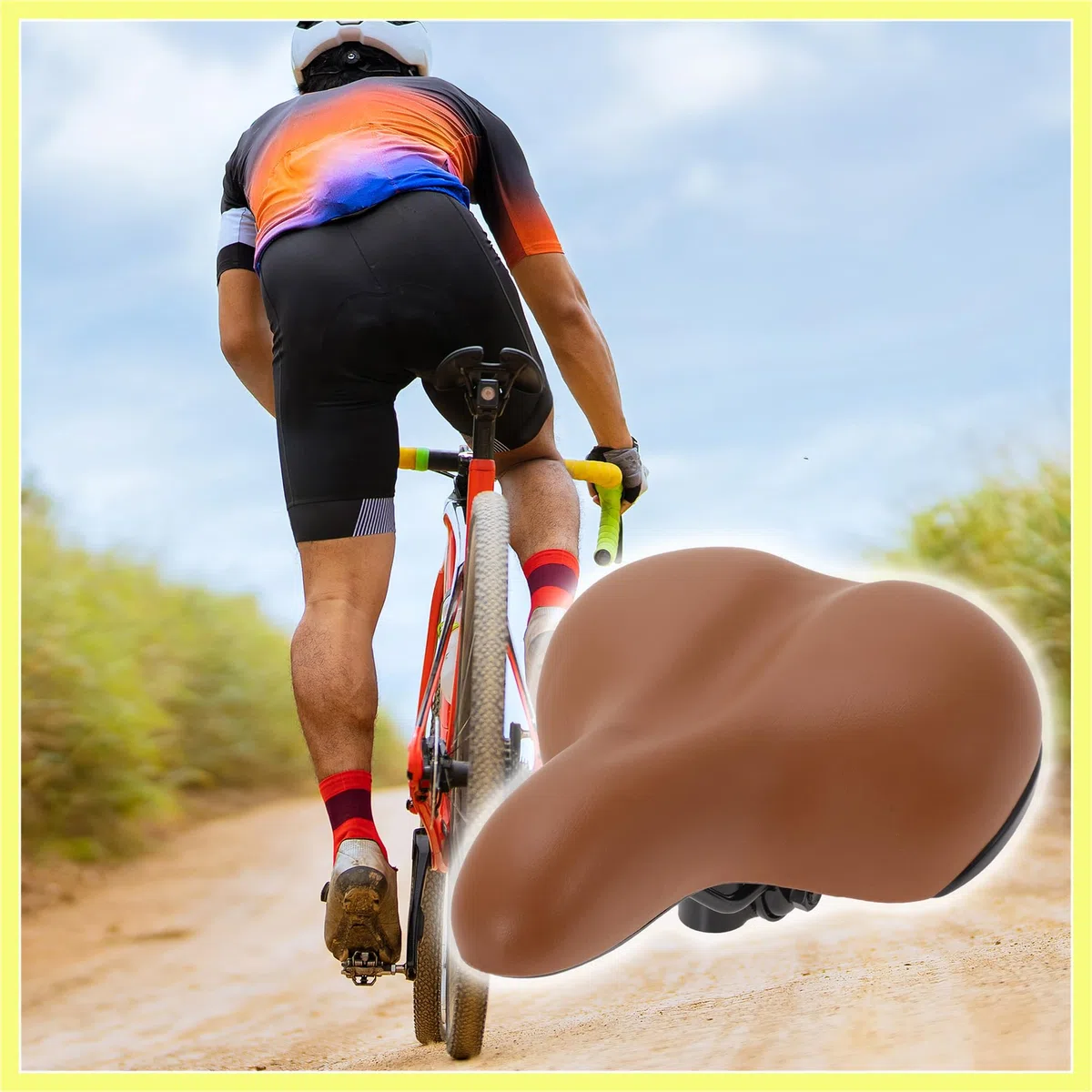 QUARKZMAN 1 Juego De Sillín De Bicicleta Sillín De Bicicleta Impermeable De Poliuretano con Herramientas Sillín De Bicicleta Cómodo con Absorción De Impactos Marrón