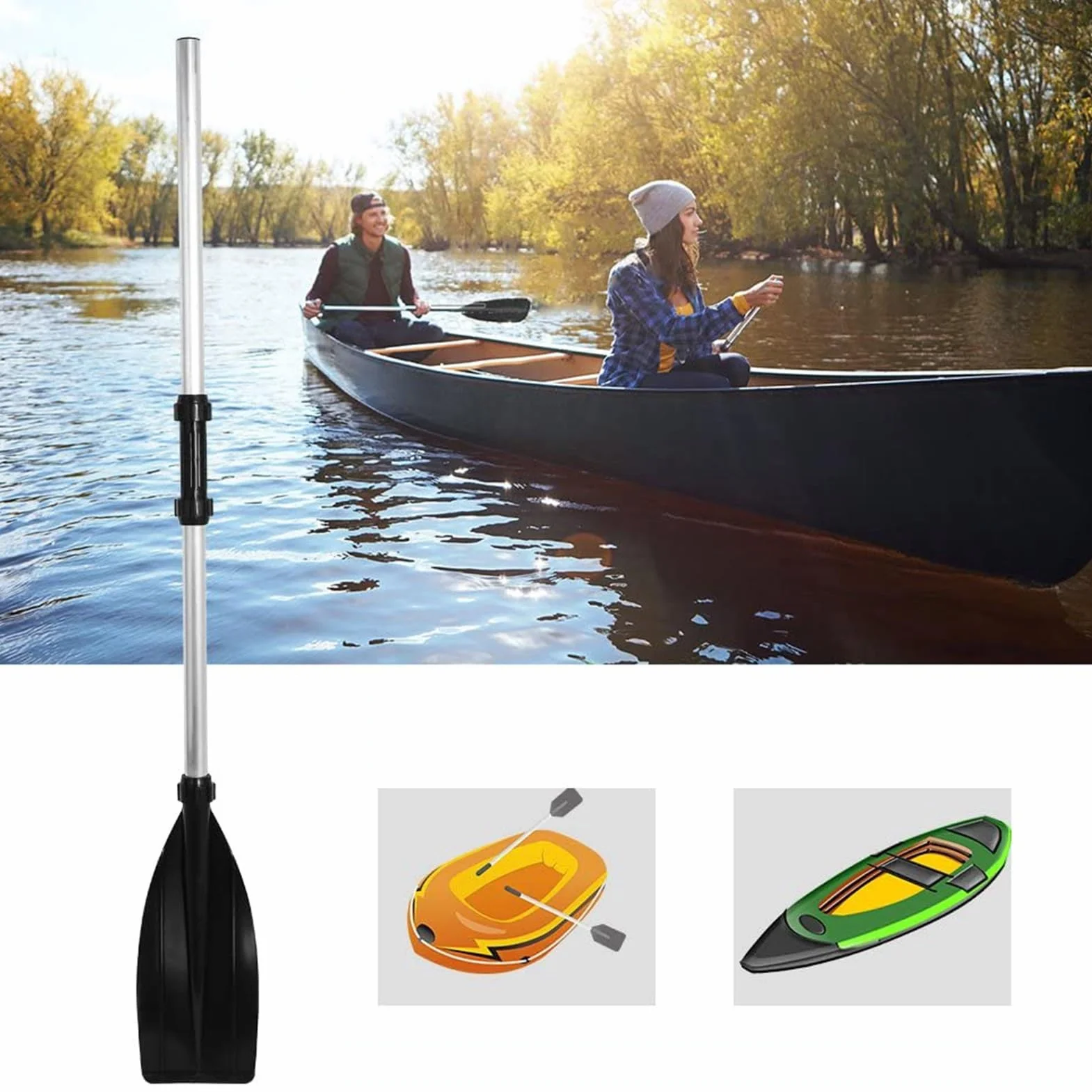 GOTOTOP Remo de kayak de aluminio, 2 unidades, 126 cm, remo para kayak, tabla de remo, para canoa, kayak, tabla de surf, bote inflable, -