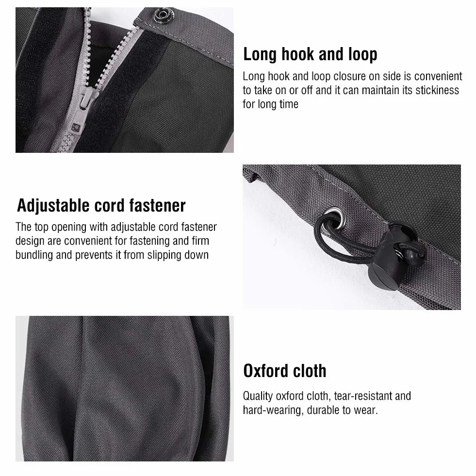 Polainas para Piernas de Nieve, 1 Par de Polainas Impermeables de Tela Oxford para Exteriores, a Prueba de Viento, para Senderismo, para Raquetas de Nieve, Escalada, Esquí, Motociclismo(Negro)