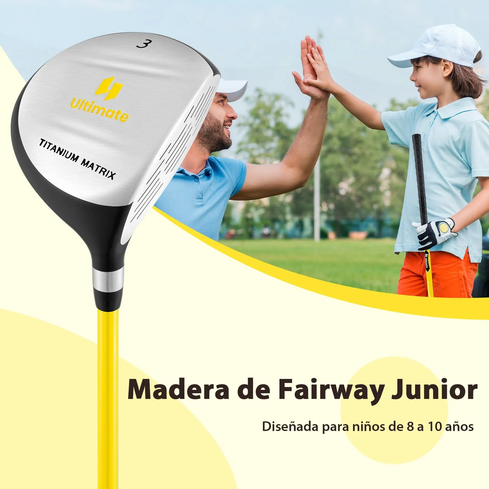 COSTWAY Palo de Golf Junior Madera de Calle 165CC para Niños 8-10 Años Diestro 86cm Fibra de Vidrio