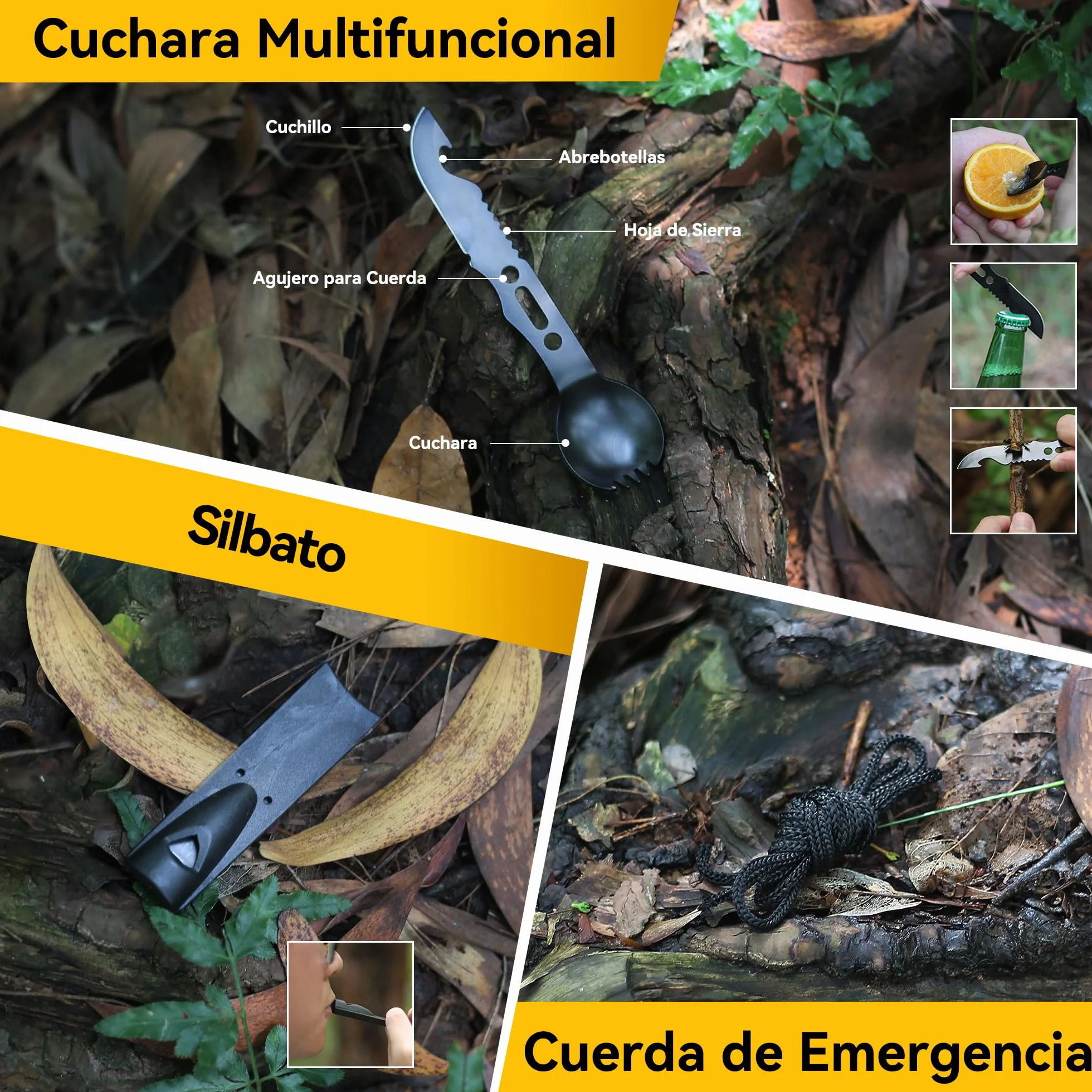 14 en 1 Multifuncional Kit de Supervivencia Bolsa - Profesional Paquete de Herramientas con Manta de Emergencia para Viajar Caminar Acampar al Aire, Montañismo,Senderismo,Caza, Apagón