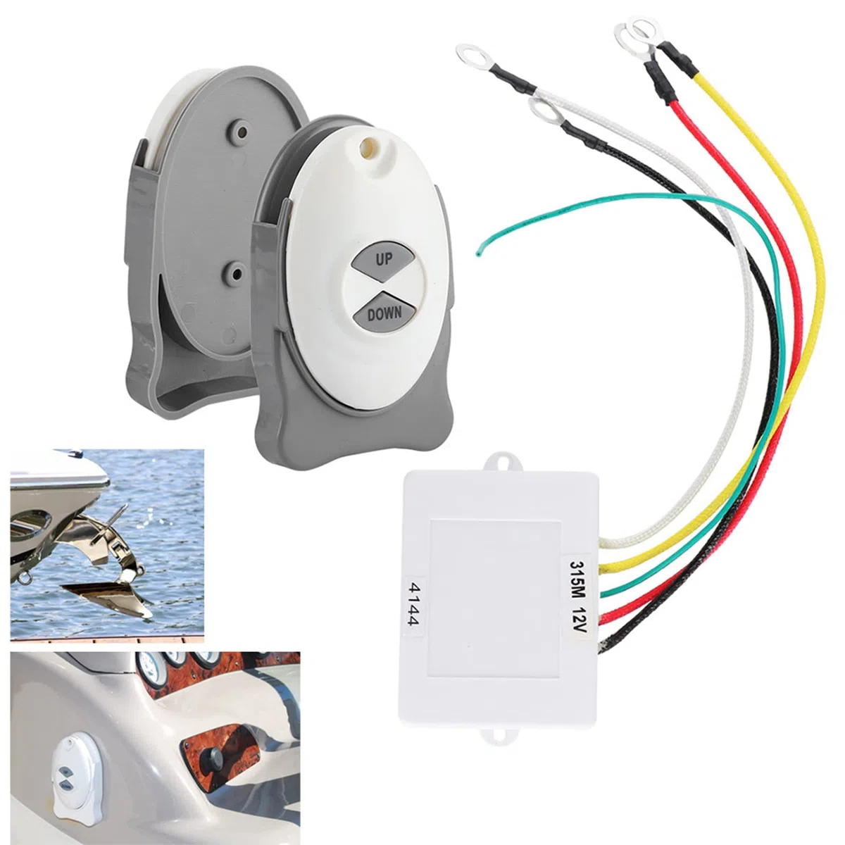 Kit de Control Remoto de Cabrestante Inalámbrico, KIMISS Anchor Control Remoto Molinete Interruptor Inalámbrico Controlador de Ajuste Marine Boat Sail Accesorio 2 Transmisor