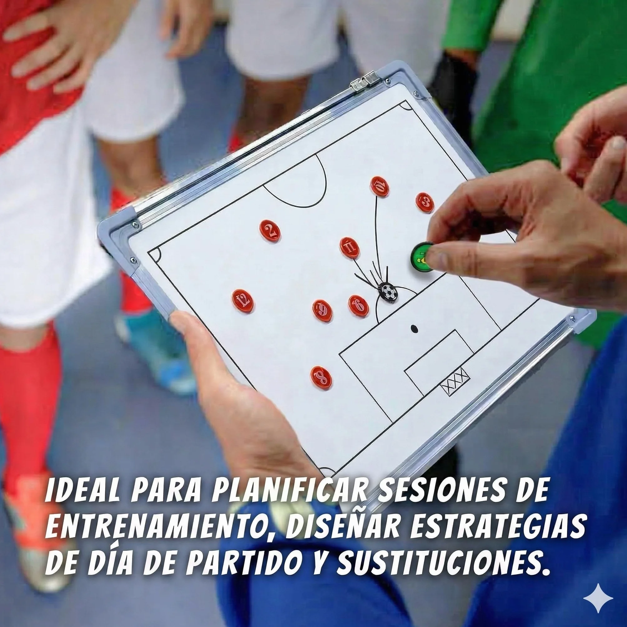 CREADY® Pizarra Entrenador de Futbol 44x31cm, Carpeta Táctica para Entrenar, Regalos para Entrenadores, Pizarra Magnetica Futbol, Pizarra Futbol Entrenador con Fichas Magnéticas y accesorios