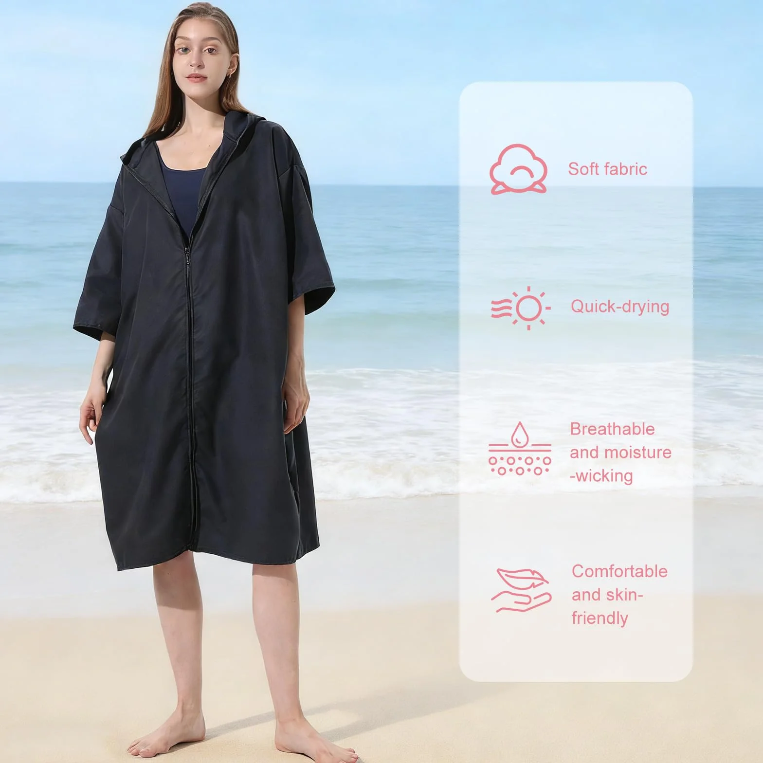 Pahajim Poncho Surf Adulto Toalla Microfibra Grande Albornoz de Secado Rápido Cambiador Playa para Surf,Natación,Deportes Acuáticos