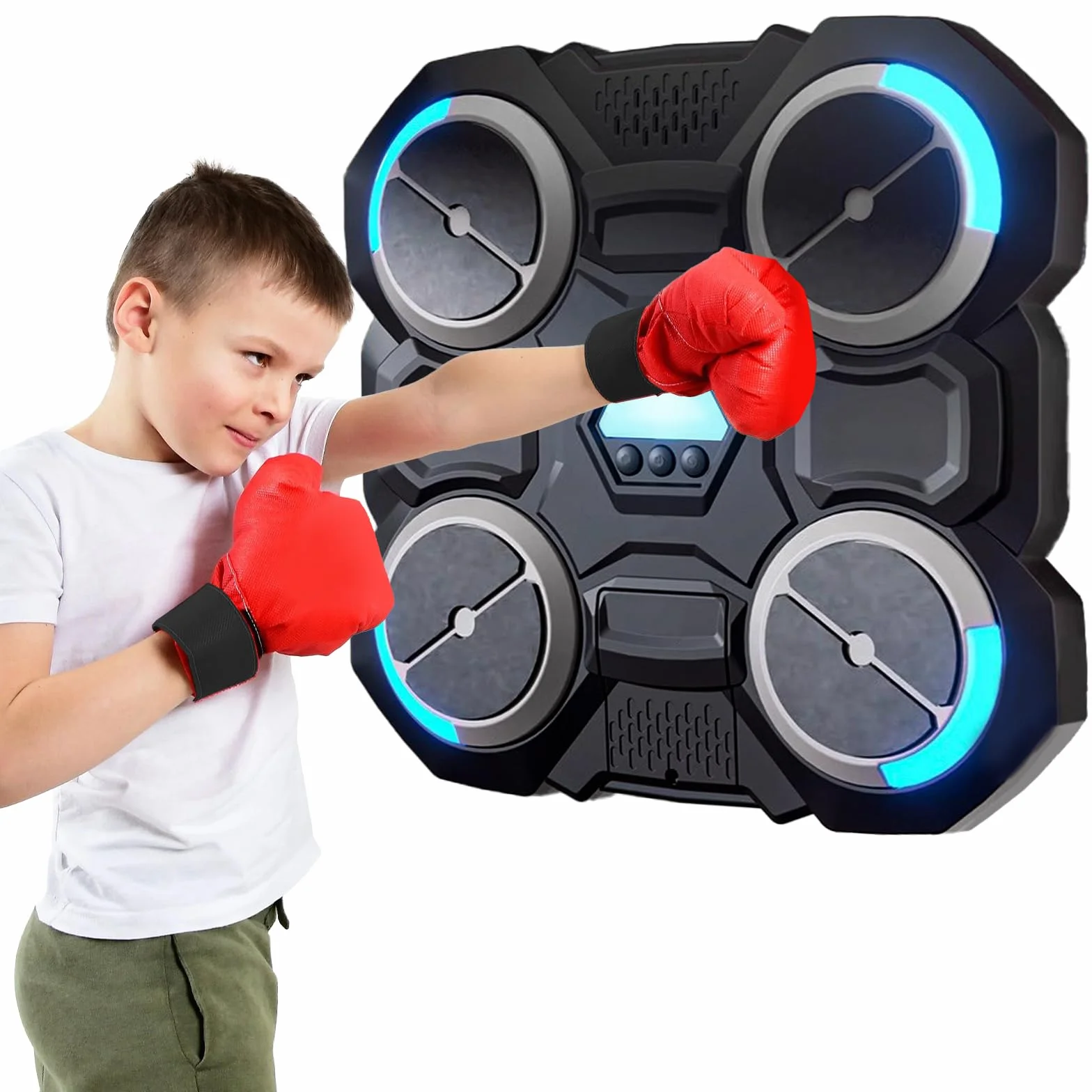 xinrongda Máquina De Boxeo Musical con Guantes De Boxeo, Boxeo Pared con Musica Entrenamiento En Casa Inteligente con Iluminación Led, Luces Al Ritmo De La Música Apto Adultos y Jovenes
