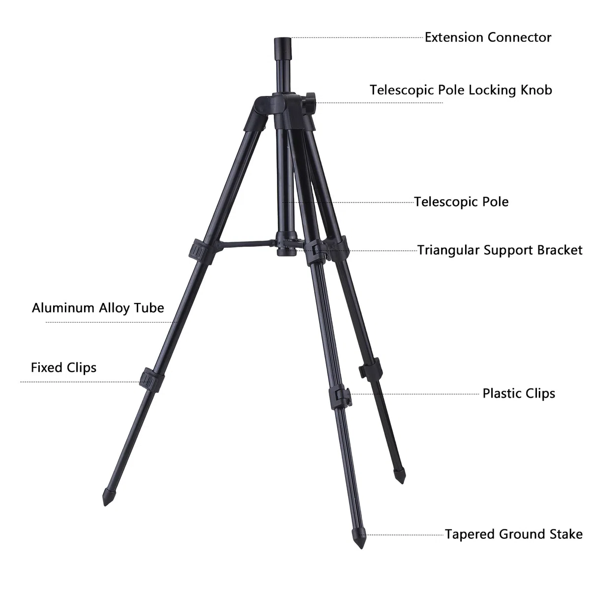 Varadas de Pesca Trípode, Soporte Telescópico Ajustable Triángulo Plegable Triángulo para Todas Las Varillas, de 26 a 62 Cm de