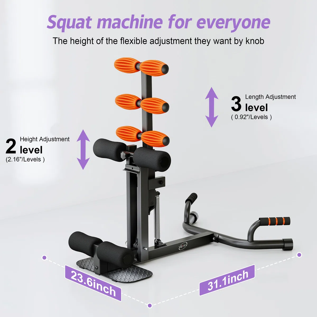 Máquina de Sentadillas Profundas, Entrenador de Glúteos Ajustable, Core y Abdominales para Entrenamientos de Bajo Impacto de Tren Inferior, Ejercicios de Flexiones en Gimnasio en Casa