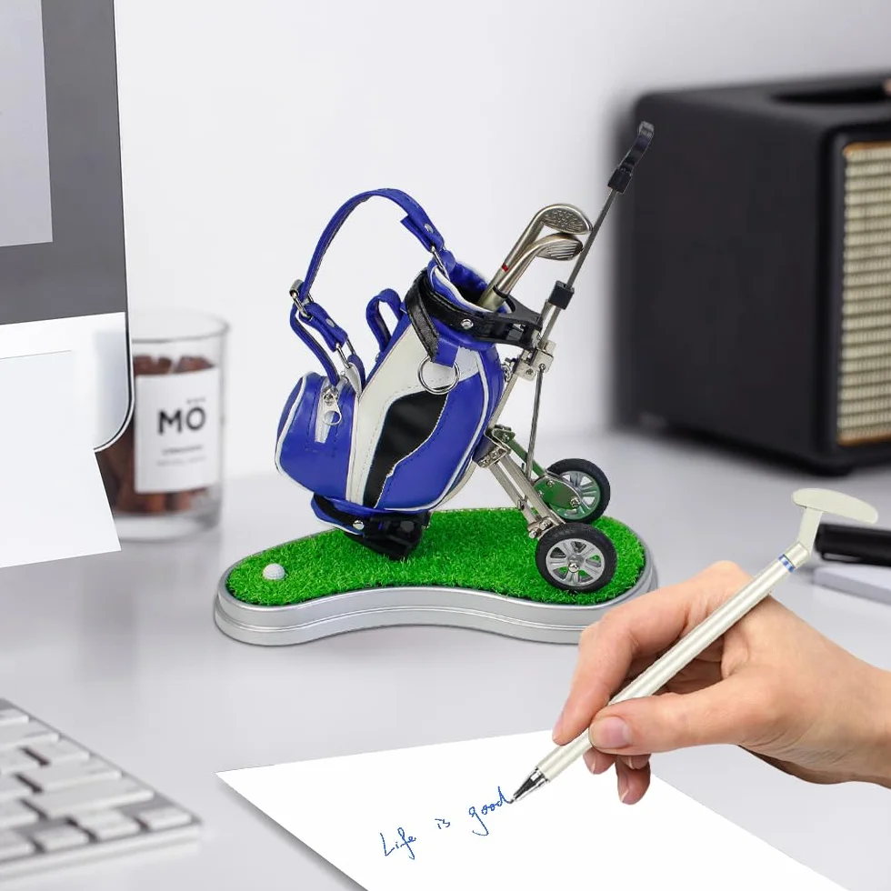 Kofull Sets de Regalo de Golf Juego de Escritorio de Mini Golf, Soporte para bolígrafos de Palo de Golf con Color Verde, Regalo de Escritorio de Oficina