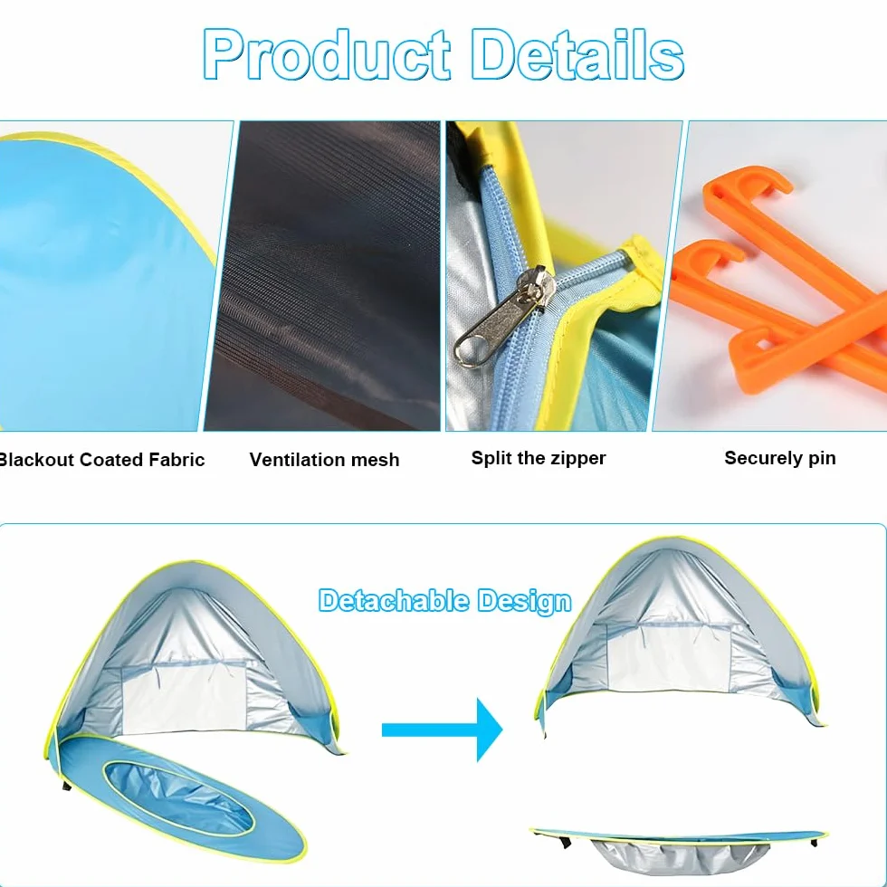 Tienda Playa Bebe Pop up, Carpa Plegable Portátil Protección UV 50+ (120 x 80 x 70 cm)