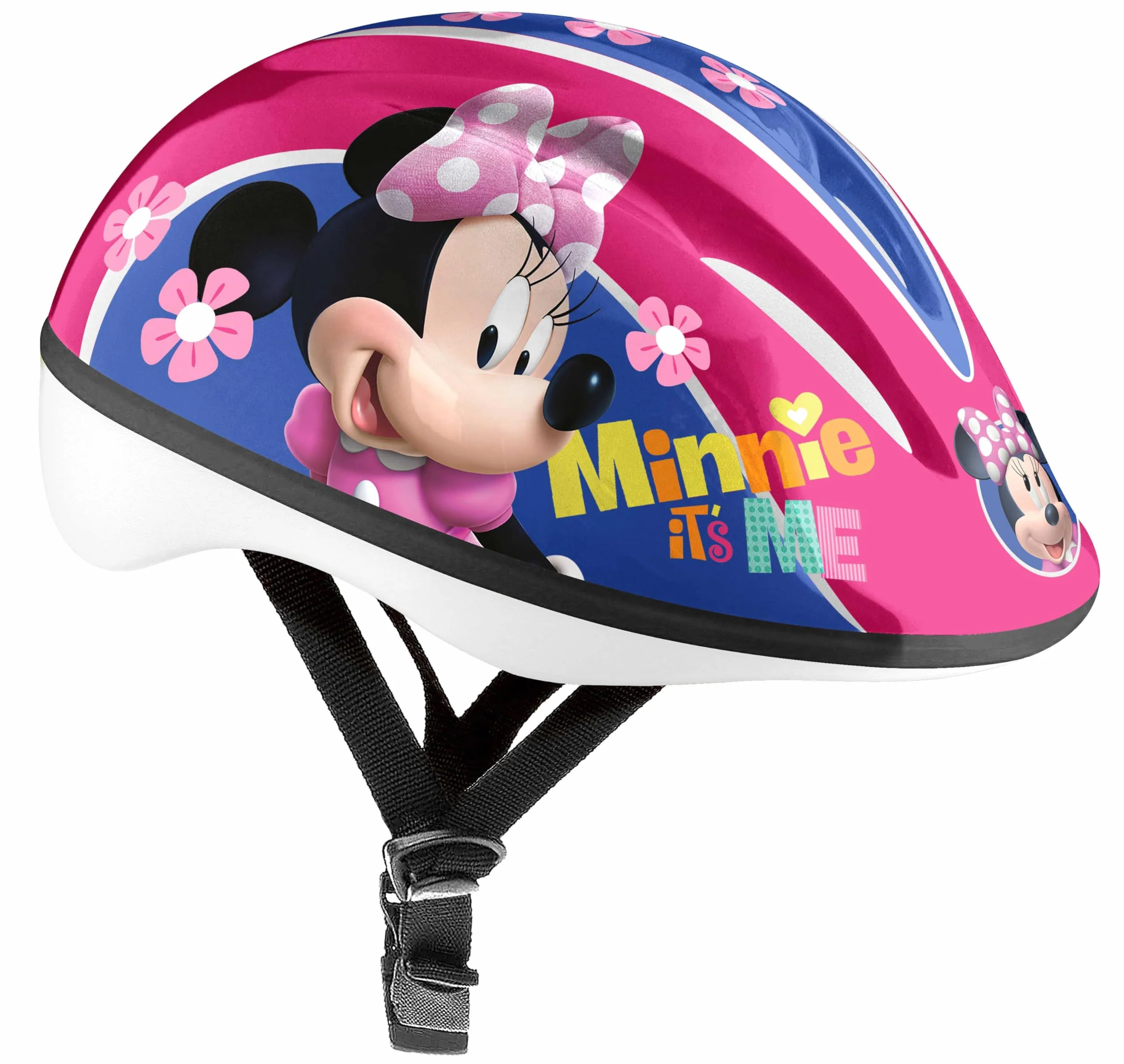Bicicleta Infantil de 14 Pulgadas, niña Minnie/Disney Equipada con 2 Frenos, Soporte Trasero para muñecas, Cesta Delantera y Casco incluidos