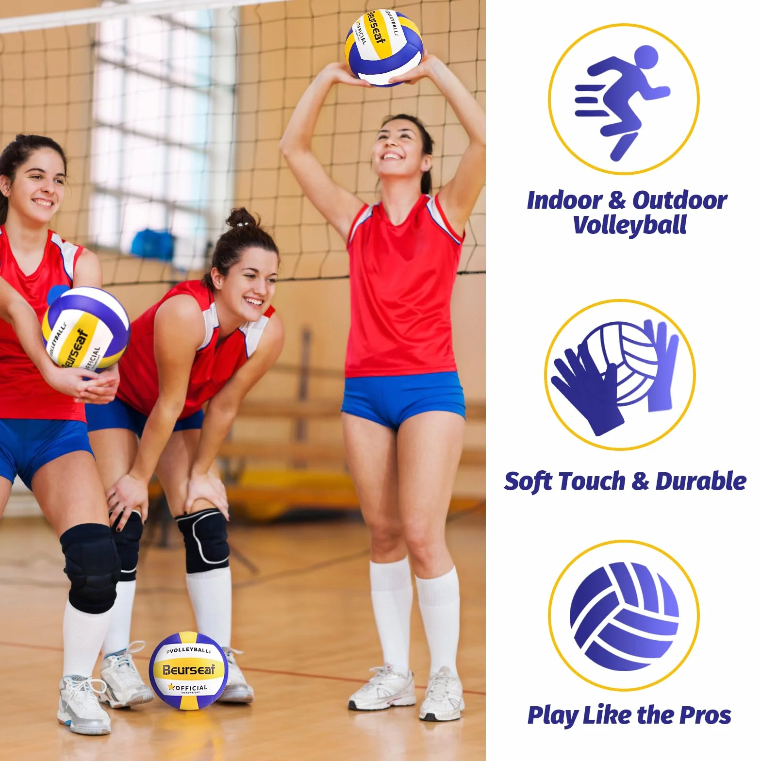 Pelota de Voleibol Oficial Talla 5 para Interior y Exterior, Voleibol de Playa Tacto Suave