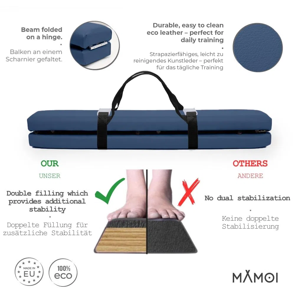 MAMOI Barra de Gimnasia para niños, 200 cm, Acolchada, Antideslizante, Plegable, Equipo de Gimnasio para niños
