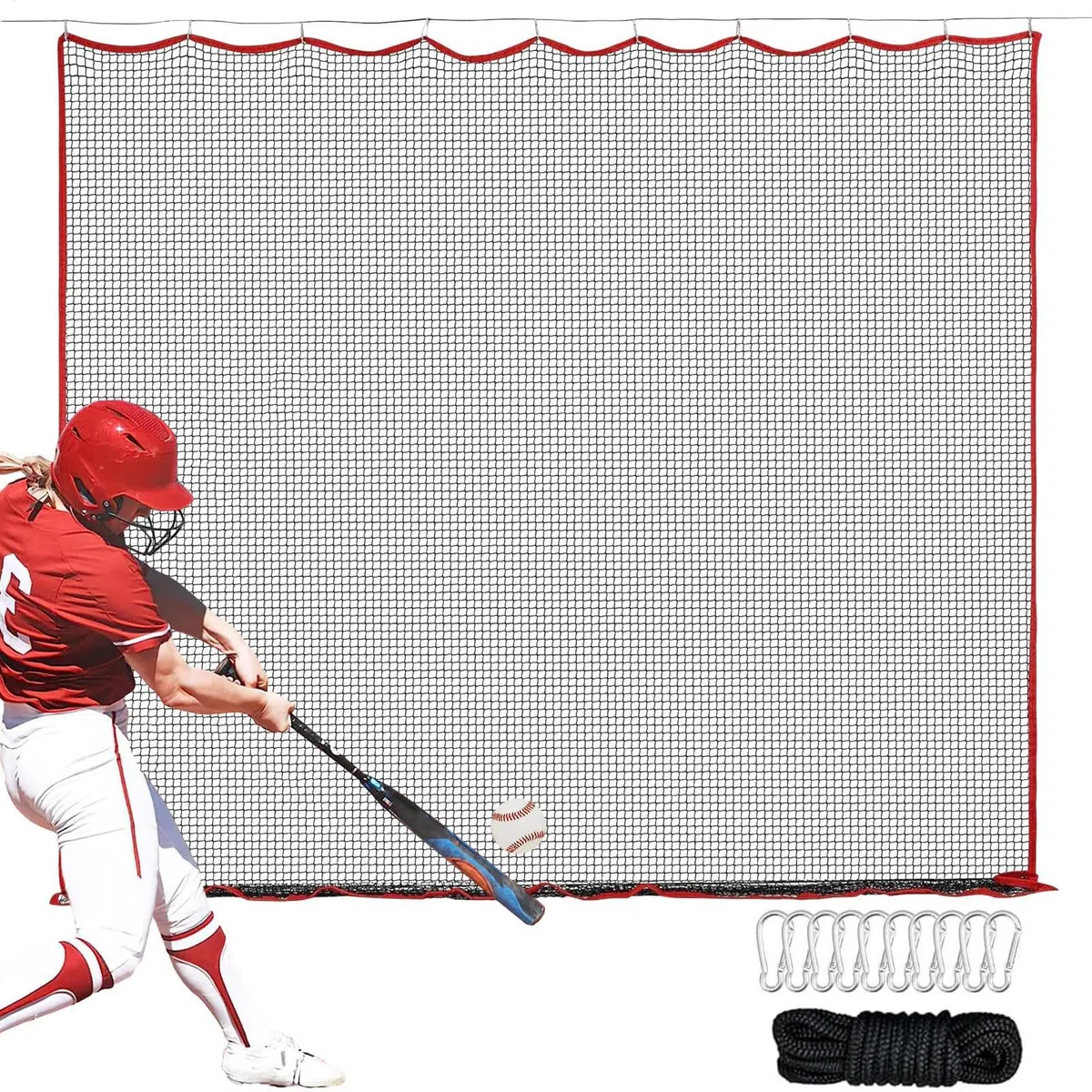 Red de bateo de béisbol, red de práctica de bateo resistente, red de bateo de béisbol plegable, red de rebote duradera para lanzar pelotas de patio, red de entrenamiento portátil para campo