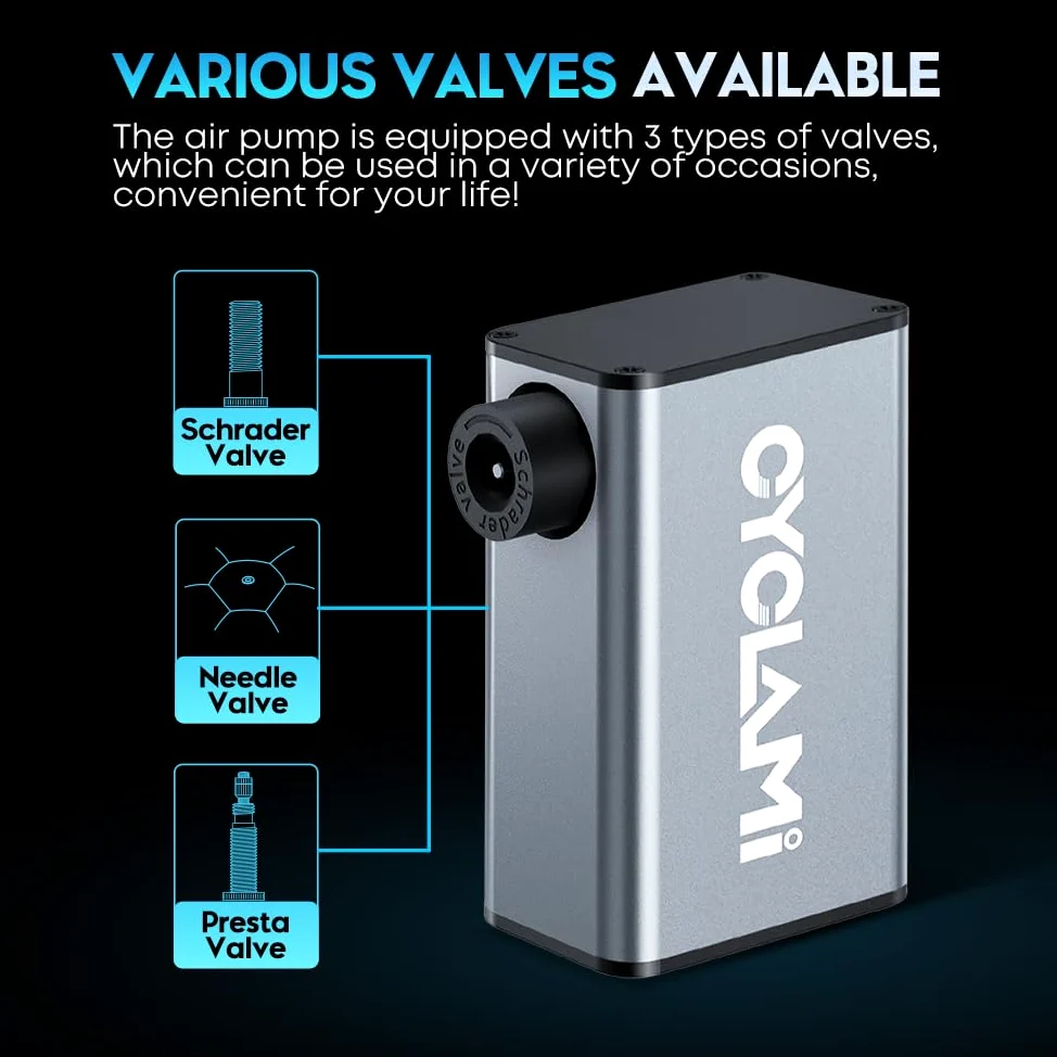 Mini Bomba de Bicicleta, CYCLAMI 150PSI Eléctrico de la Bicicleta con Manómetro Digital, Bomba portátil para Bicicleta con válvula Presta y Schrader para Bicicletas de Carretera Bike Montaña