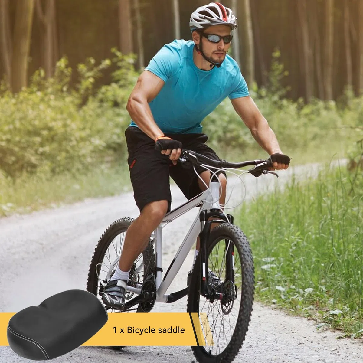 Sillín De Bicicleta, Asiento De Bicicleta Ancho Asiento De Bicicleta De Cuero PU Asiento De Bicicleta Cómodo De Gran Tamaño Asiento De Bicicleta Con Cojín De Espuma De Repuesto Para Hombres Y Mujeres