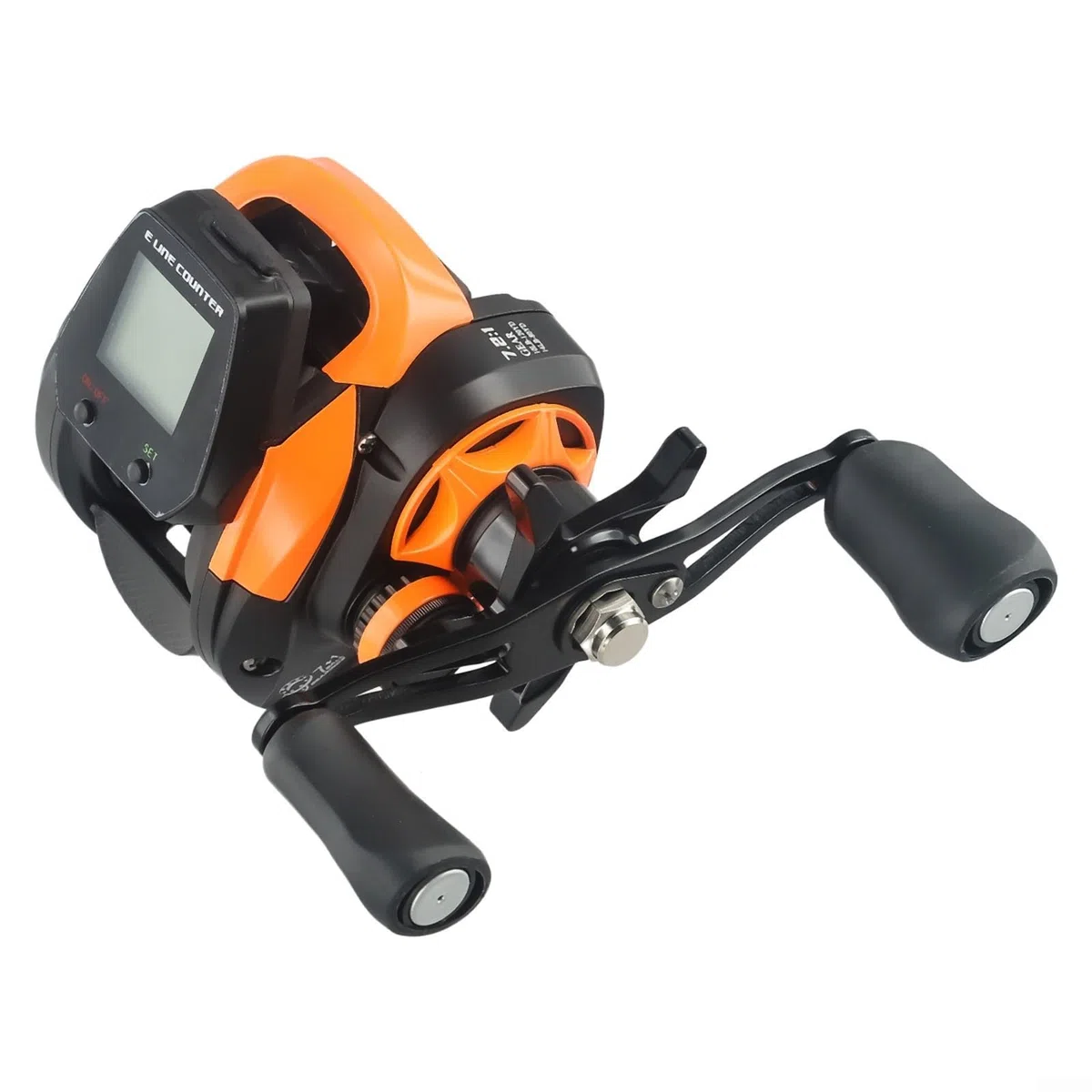 Honseadek Equipo de pesca digital carrete de pesca con alarma de picadura de pescado integrada y control eficaz de posición de profundidad, carrete de pesca de cebo para mano izquierda y derecha