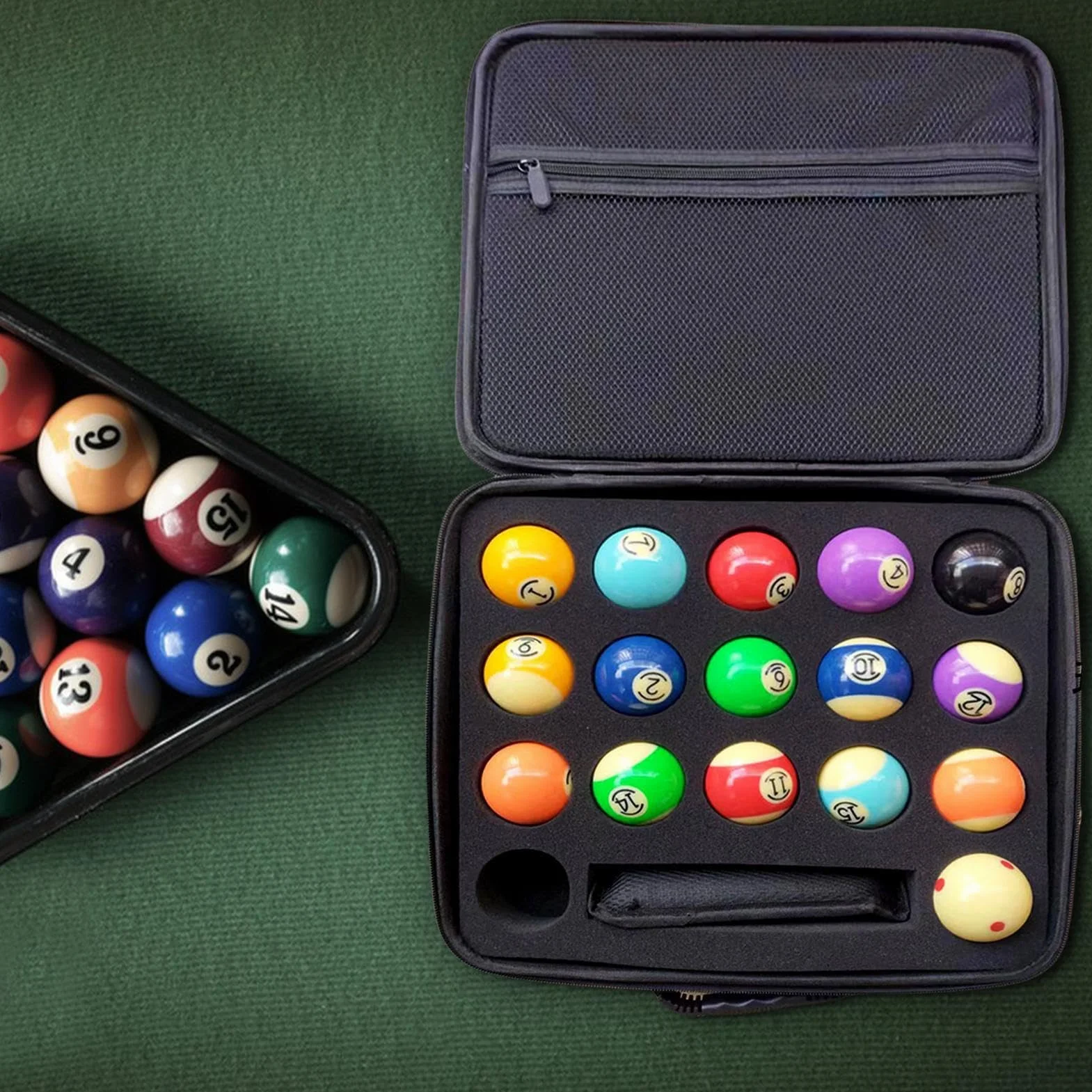 Billiard Case Travel Bag for Pool Balls Lightweight Carrying Bag 13.78x13.78x3.15 Inches