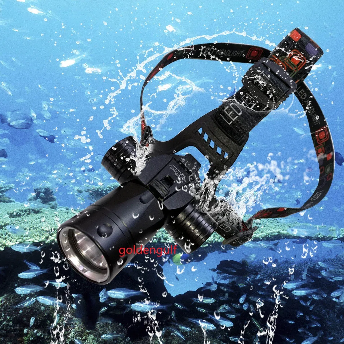 Bigmachine Linterna de Aluminio Recargable Impermeable para Buceo, natación, Senderismo, Camping, Caza, Pesca, Linterna Frontal submarina de 1800 lúmenes
