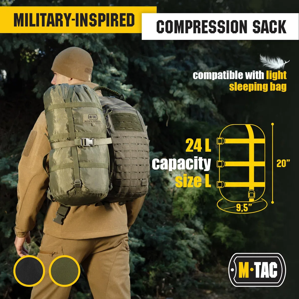 M-Tac Saco de compresión - Saco de Dormir - Bolsa de compresión - 40 litros - XL