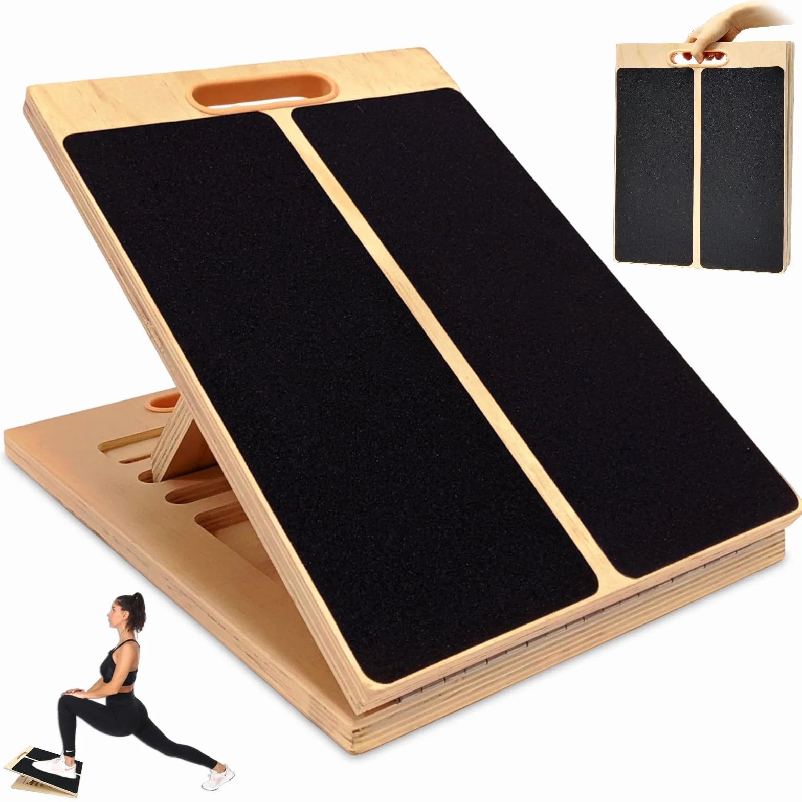 Tabla Inclinada Ajustable de Madera para Estirar Pantorrillas y Ejercicios Fitness