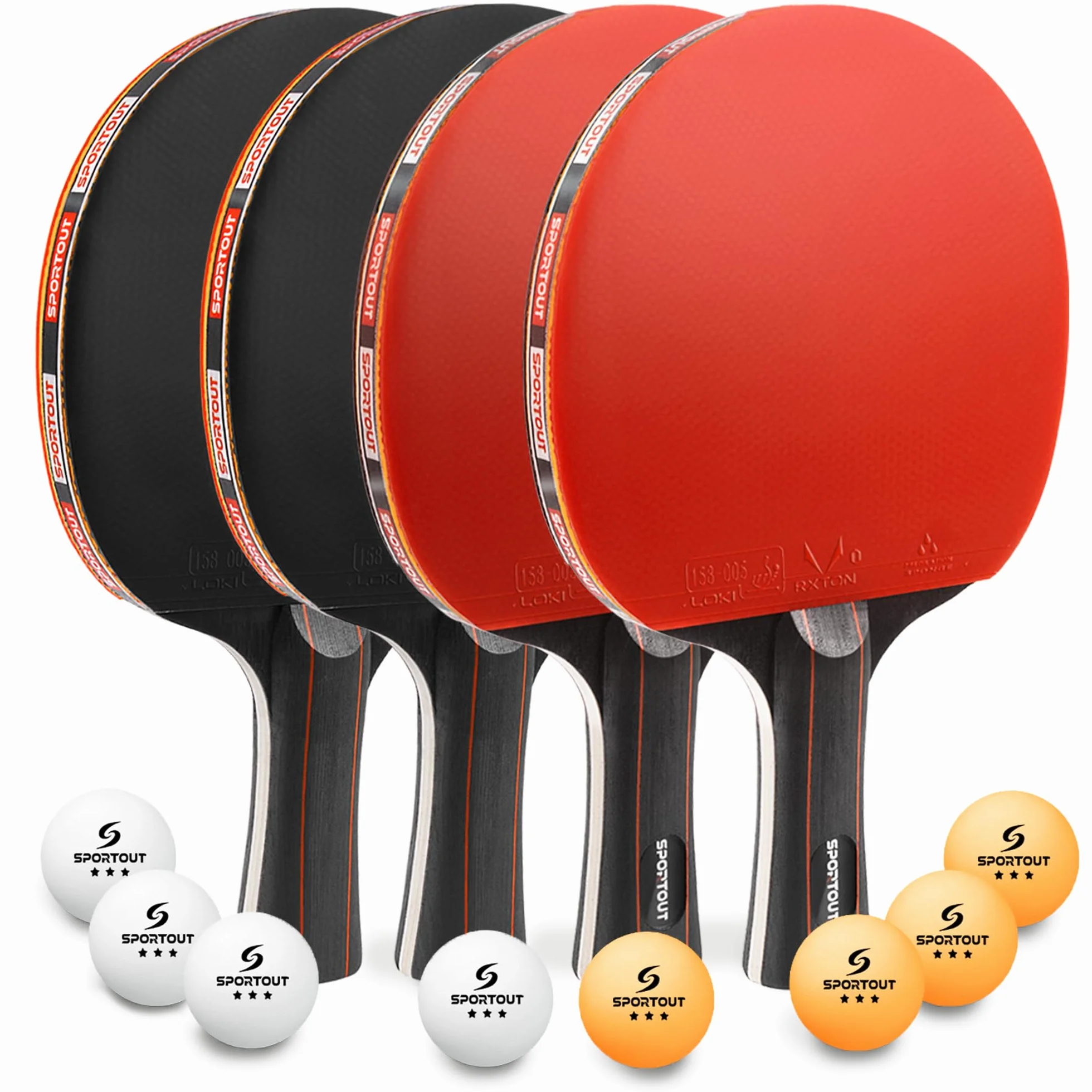 Palas de Ping Pong, Set de Alto Rendimiento - Palas de Tenis de Mesa, Pelotas de Ping Pong, Caja de Almacenamiento - Palas de Ping Pong - Mesa de Ping Pong Exterior, Interior (4 Bats)