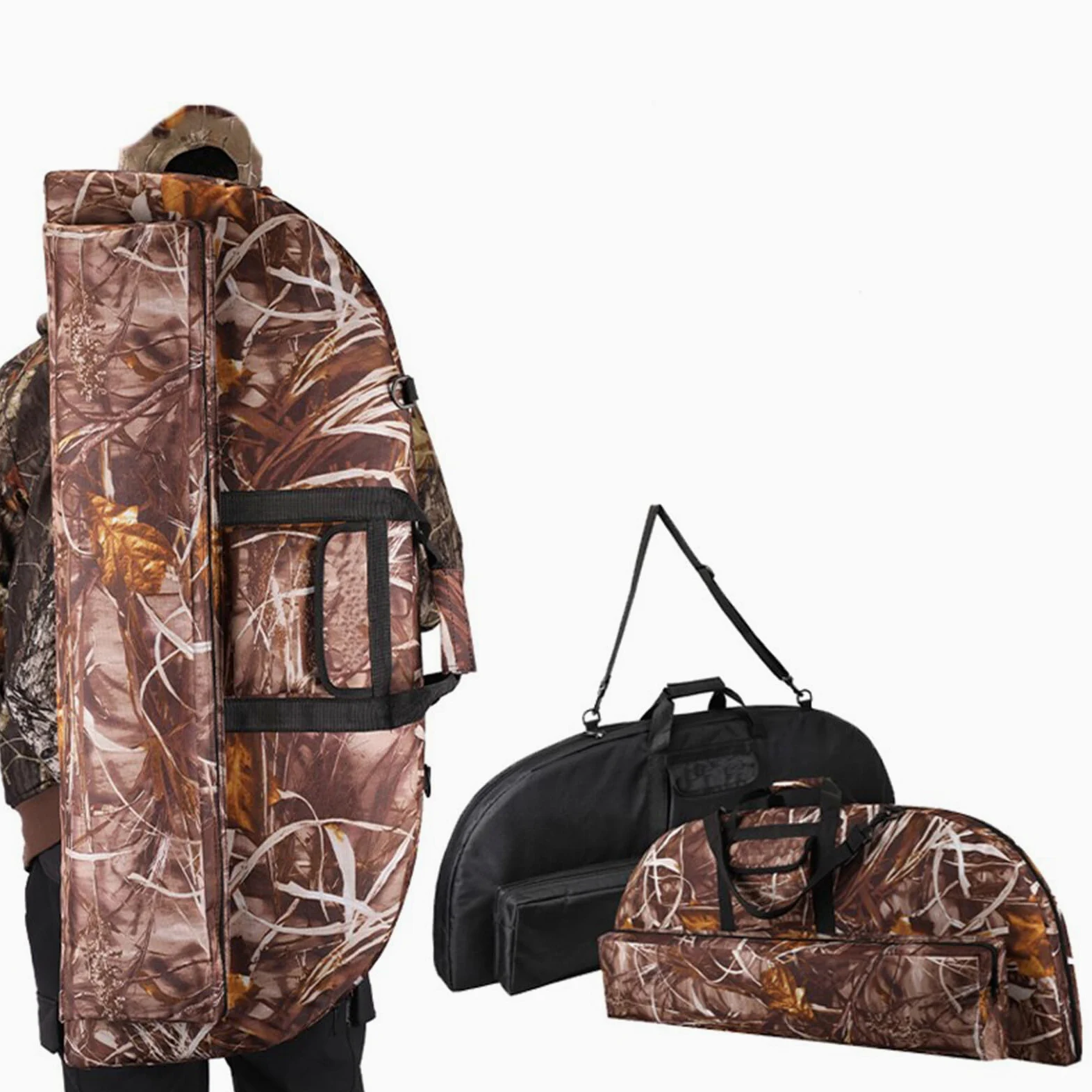 Mochila de arco compuesto con arco con múltiples bolsillos, bolsa de transporte portátil, gran capacidad, duradera, para almacenamiento de arco, estuche para caza al aire libre,