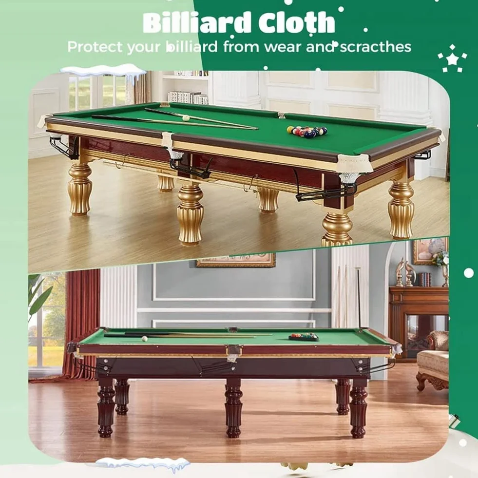 Paño de fieltro para mesa de billar de 8 pies, protección con 6 tiras de tela