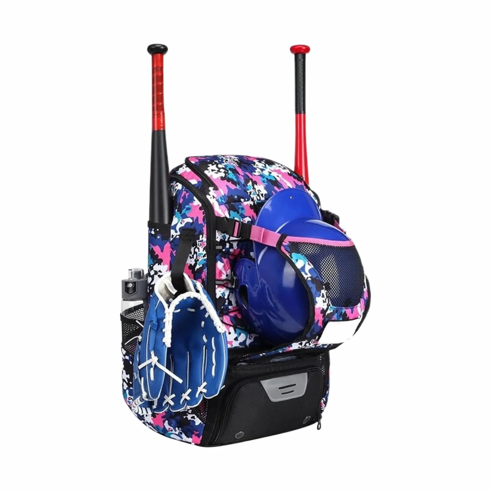 Mochila Bate Béisbol Equipamiento Softbol Deportiva Ligera Gancho Compartimento Zapatos Gran Espacio Casco Guantes