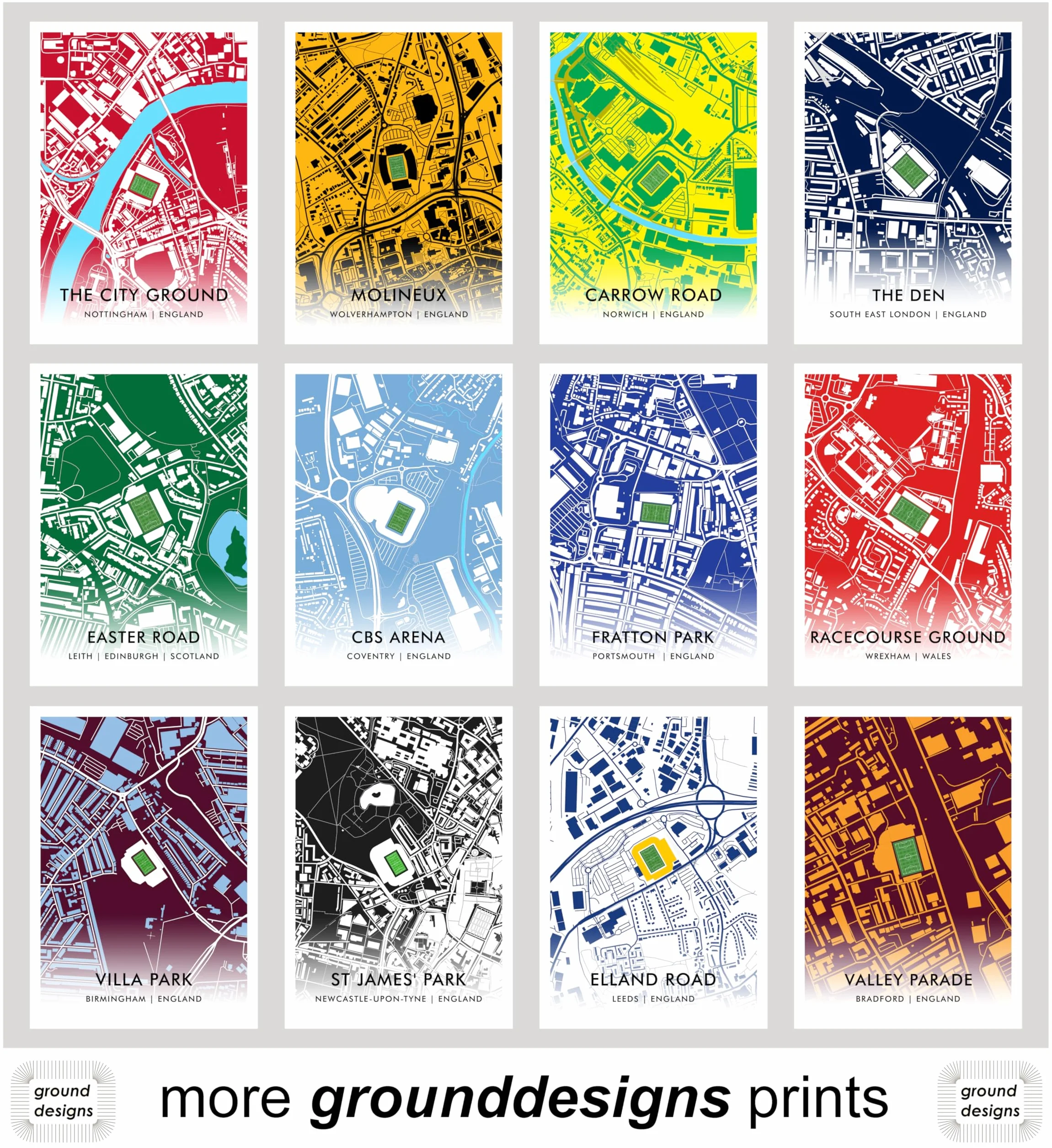 GroundDesigns BRENTFORD FC - Póster de fútbol americano GTECH COMMUNITY Stadium sin marco, tamaño A3, impresión BFC