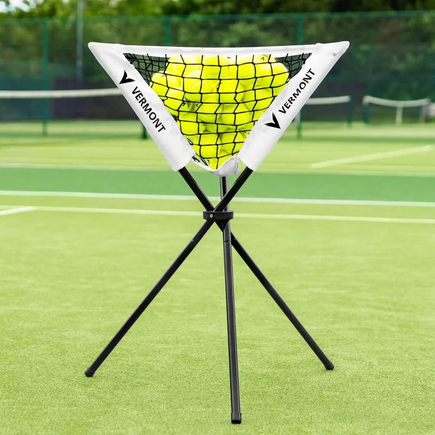 Vermont Cesta portátil para pelotas desplegable – Cesta de almacenamiento plegable ligera para tenis, críquet, béisbol y entrenamiento multideportivo – Capacidad para hasta 80 pelotas